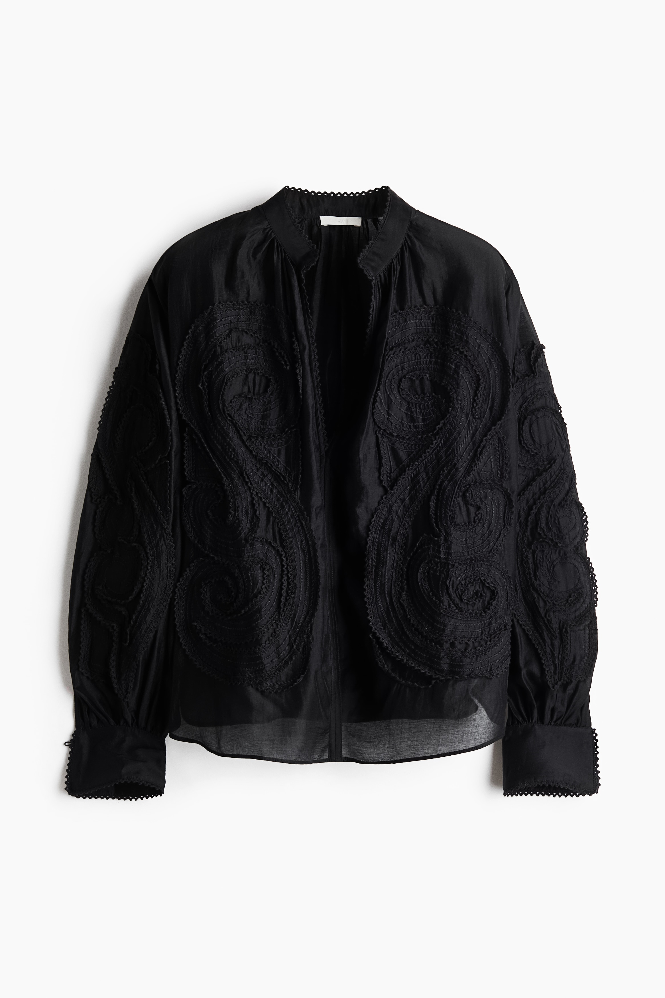 Embroidered blouse - Black/Light beige