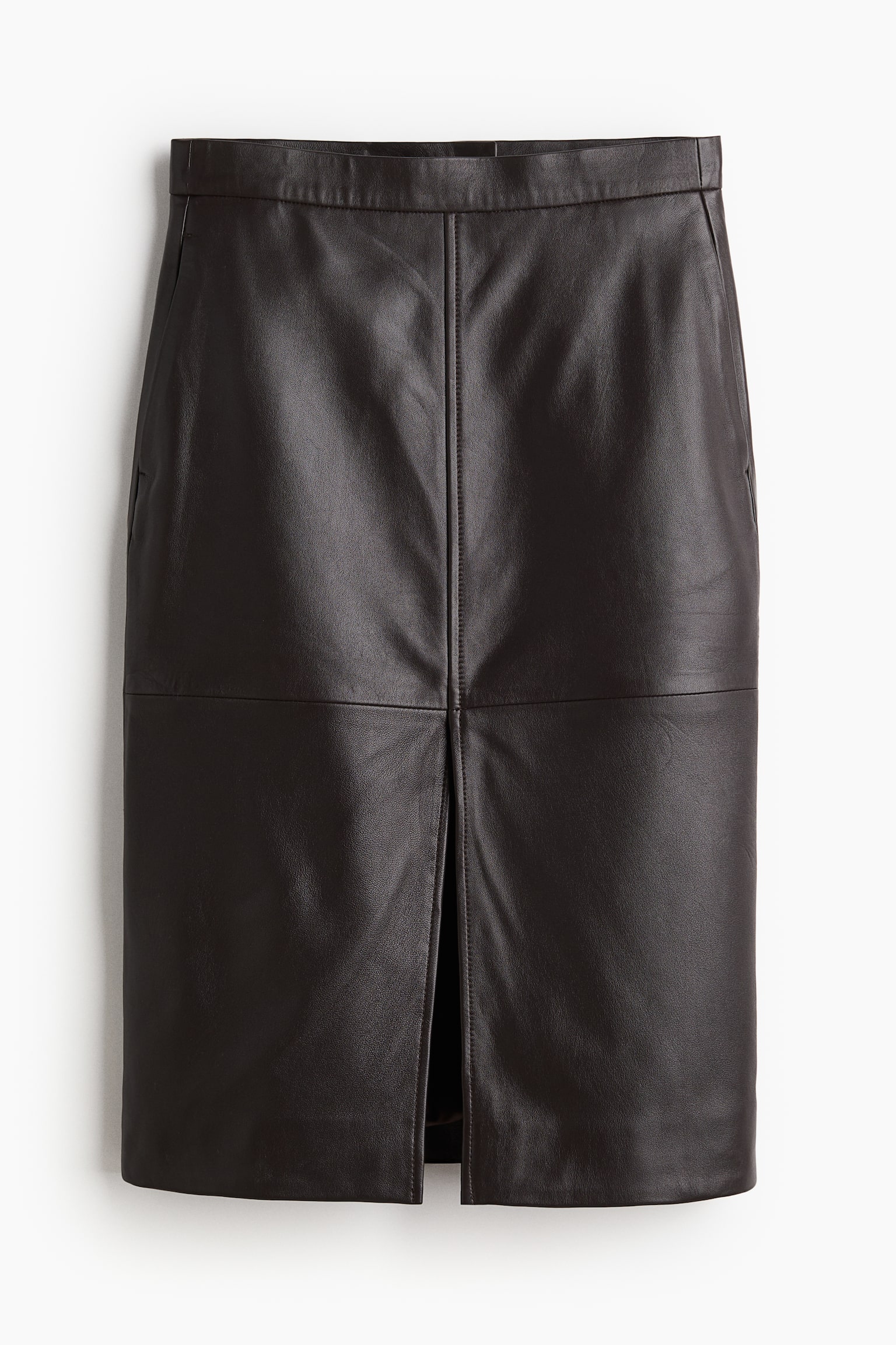 Leather pencil skirt - Dark brown/Black - 2