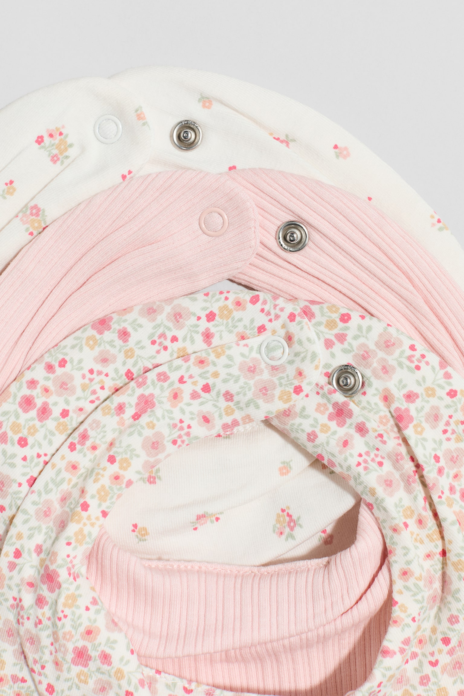 מארז 3 סינרי ריב - ורוד בהיר/פרחוני/לבן טבעי/בז' אפרפר מלאנז' - 2