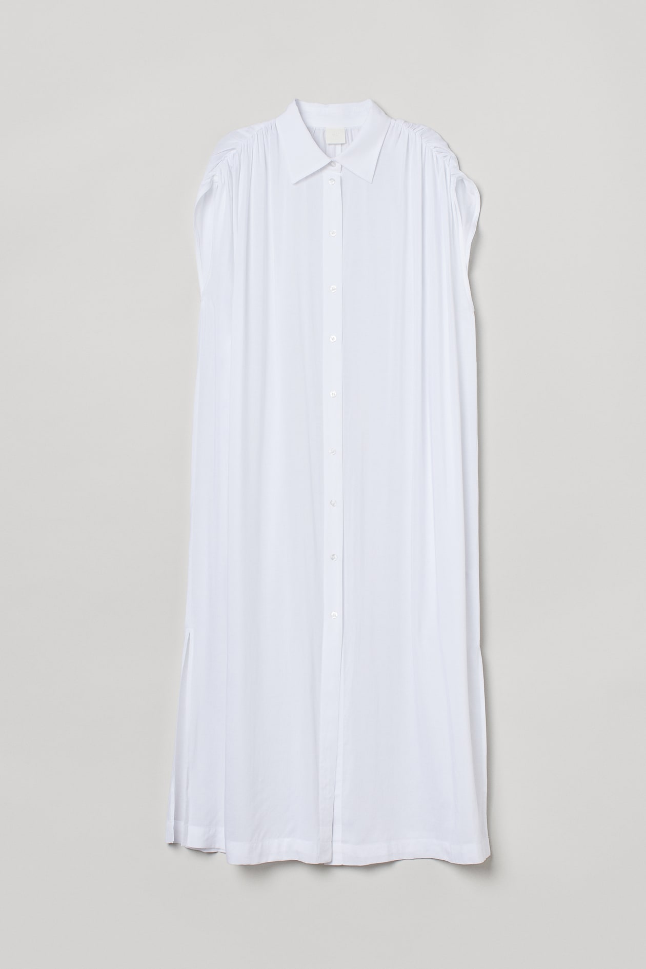 Lyocell-blend Shirt Dress - Sleeveless - Midi - White - Ladies | H&M US