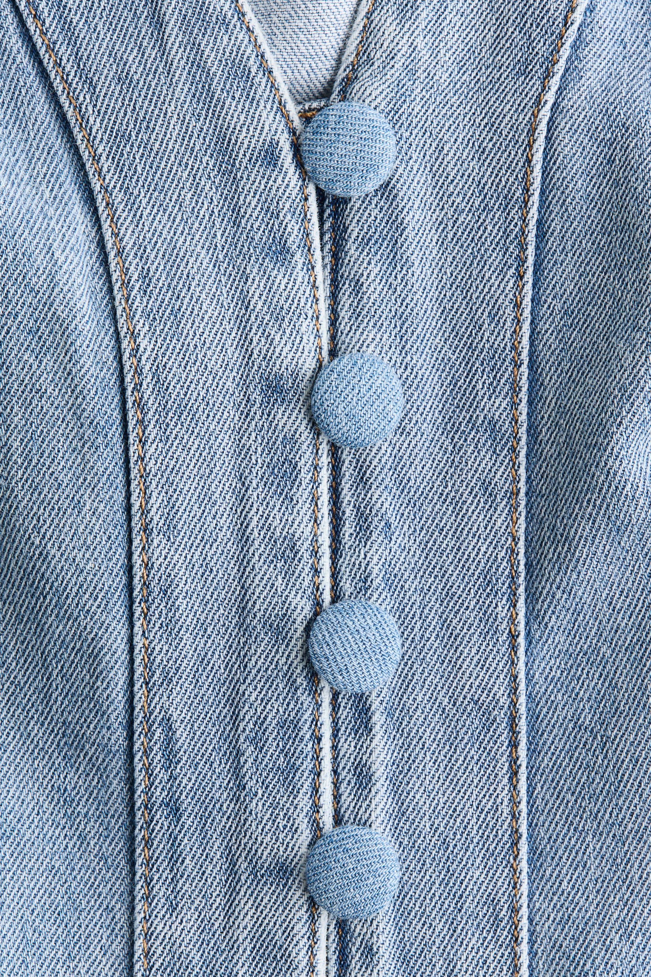 Puff-Sleeved Denim Dress