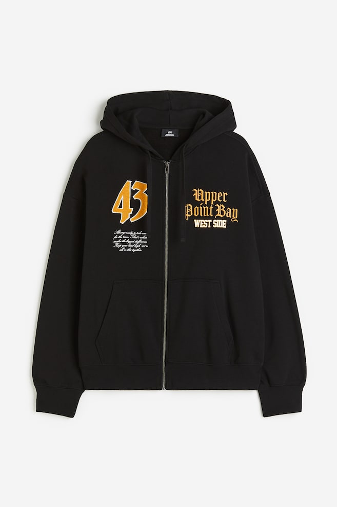 Oversized Fit Zip-through hoodie - Black/Upper Point Bay - 2