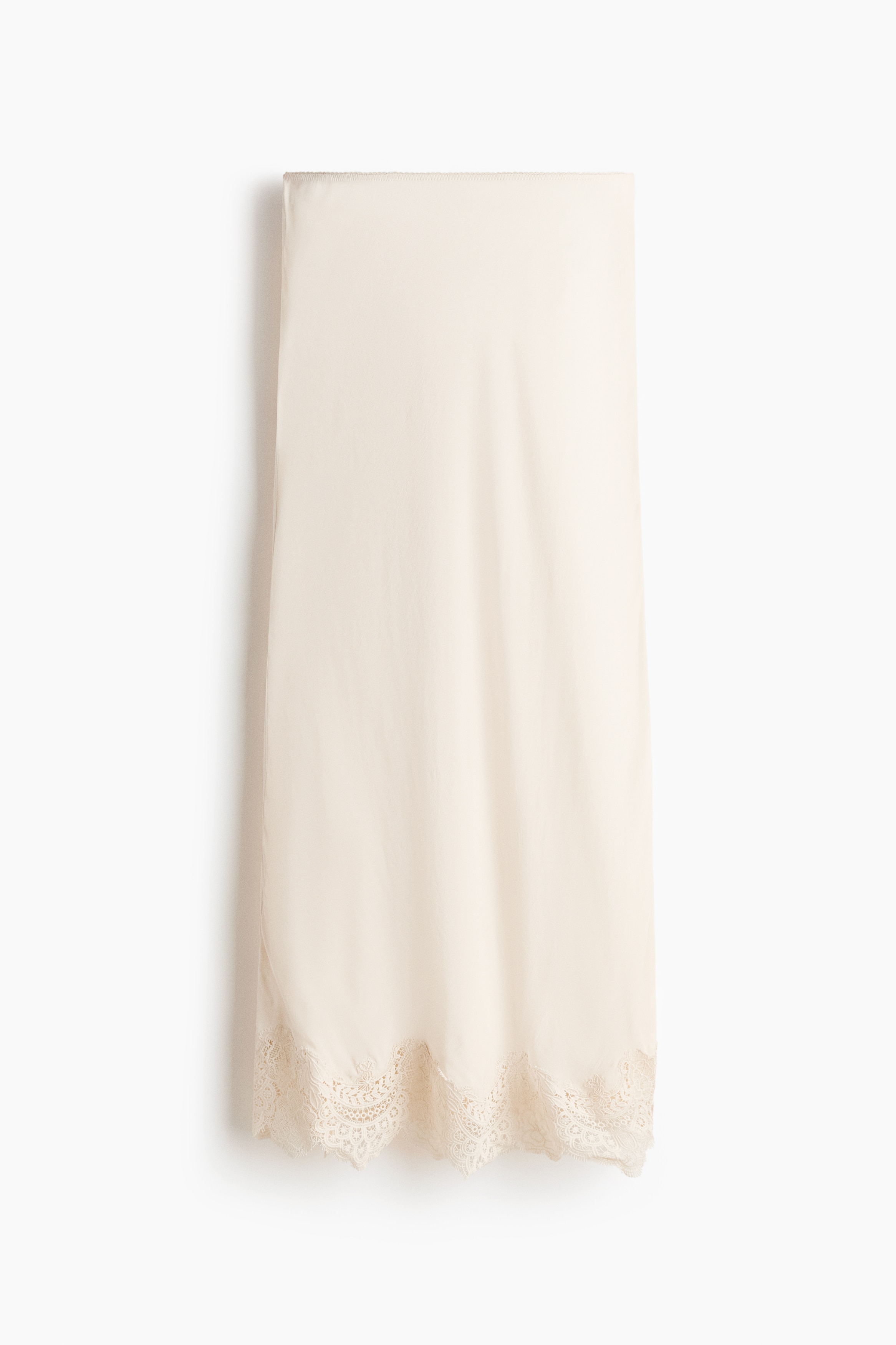 Falda de viscosa con borde de encaje - Beige claro