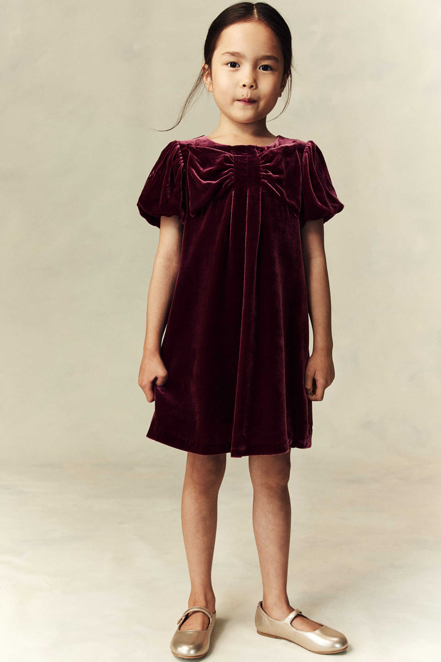 Silk-blend velvet dress - ダークレッド - 1