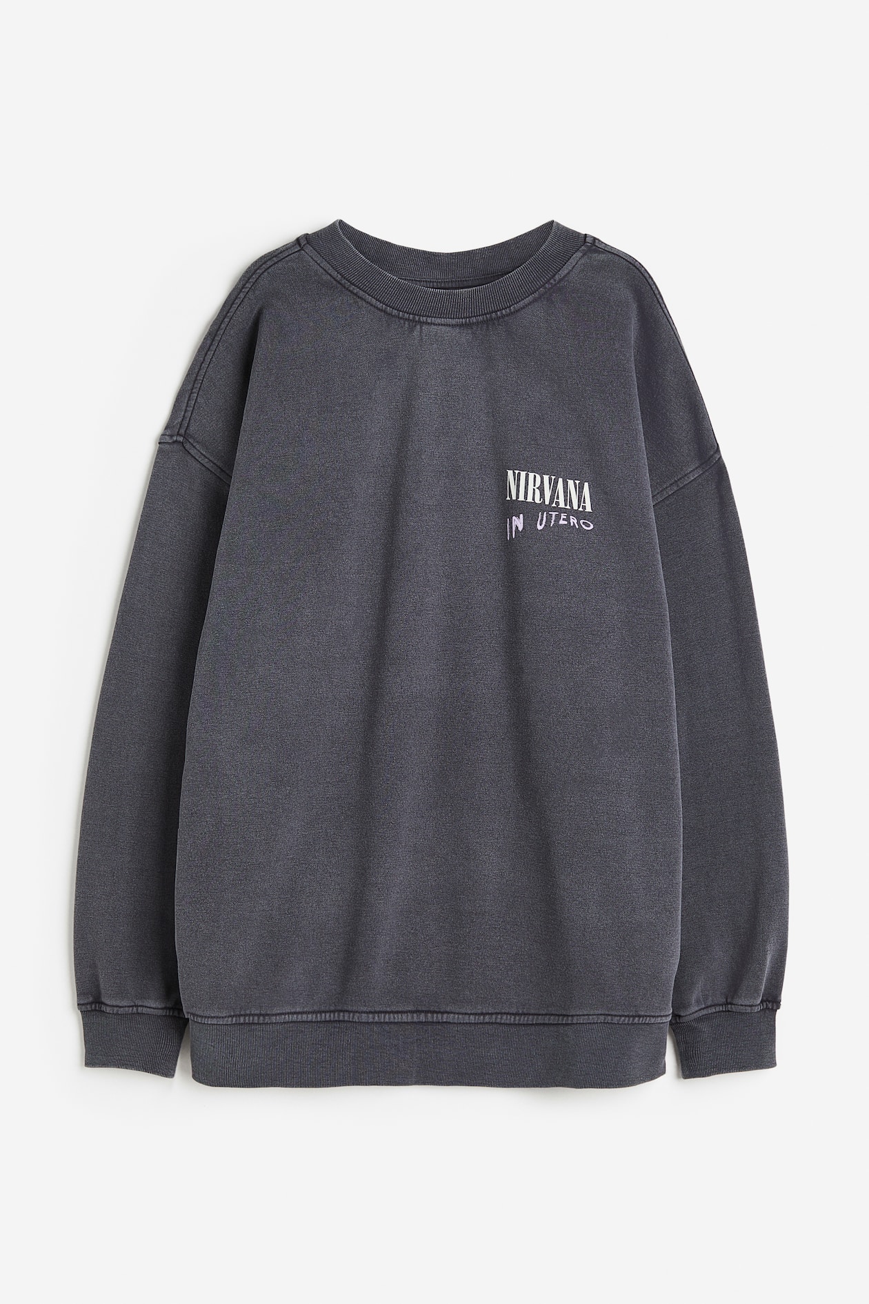 Oversized printed sweatshirt Dark grey/Nirvana Ladies H&M IN