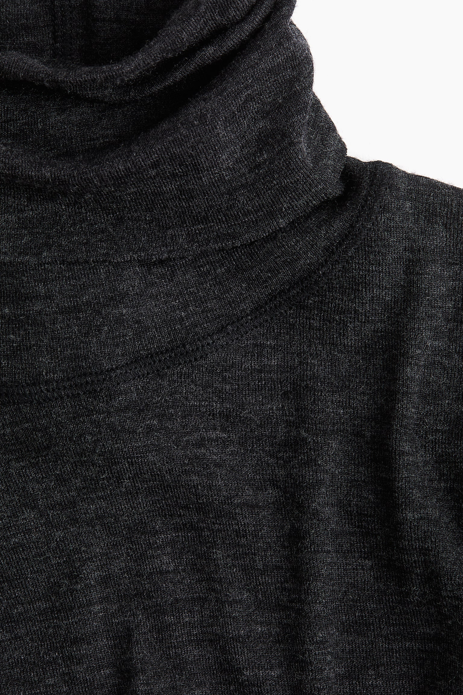 Polo-neck wool top - Dark grey marl/Cream/White/Black - 5