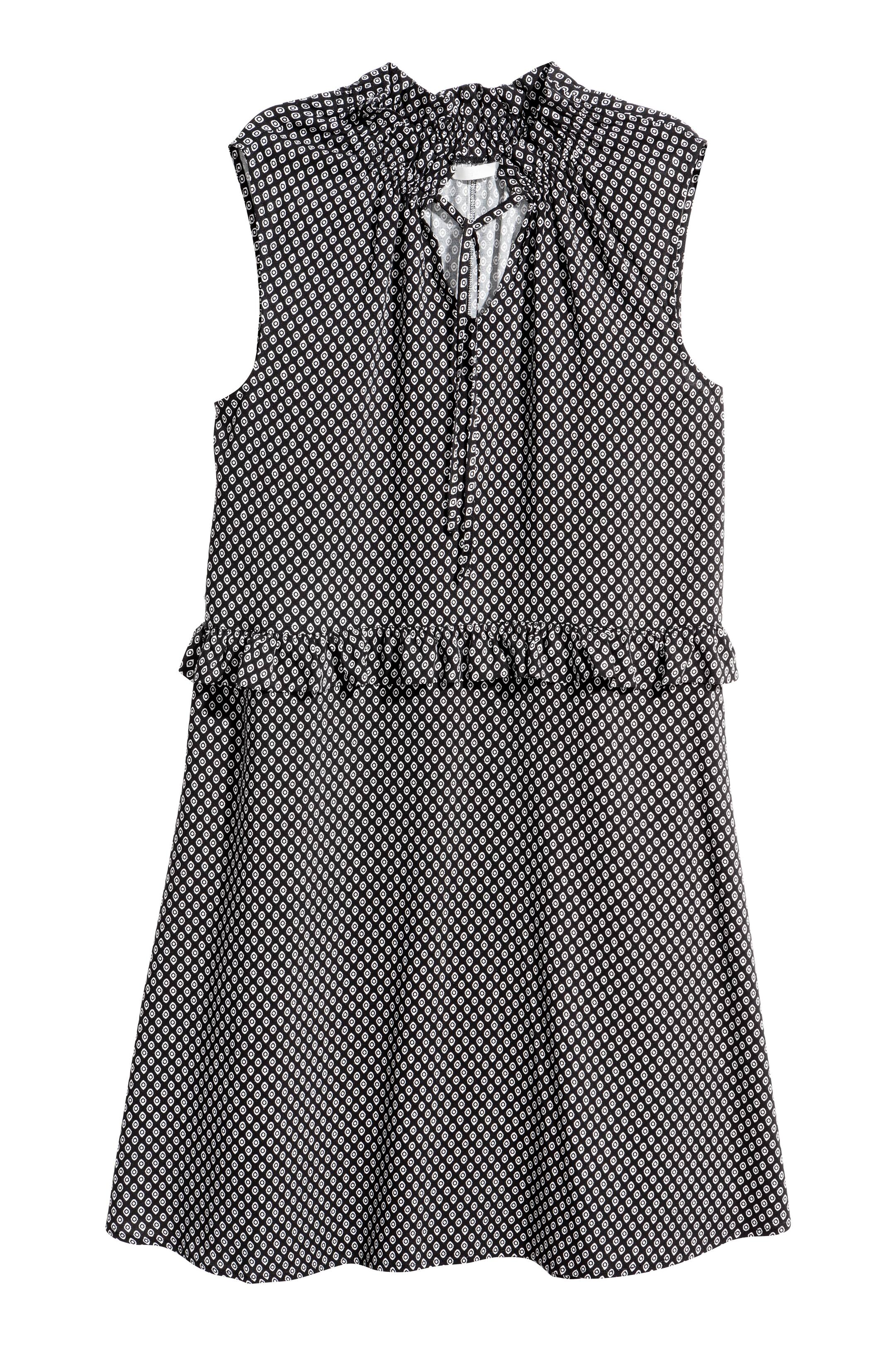View larger image: Patterned dress with frills - Black - Ladies | H&M GB 1