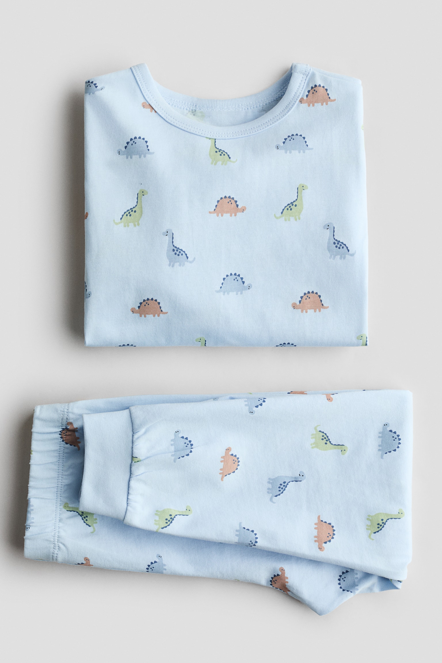 Pijama de bumbac cu imprimeu - Albastru-deschis/dinozauri/Alb/iepurași/Alb/inimi/Alb/baloane cu aer cald/Turcoaz/picățele - 2