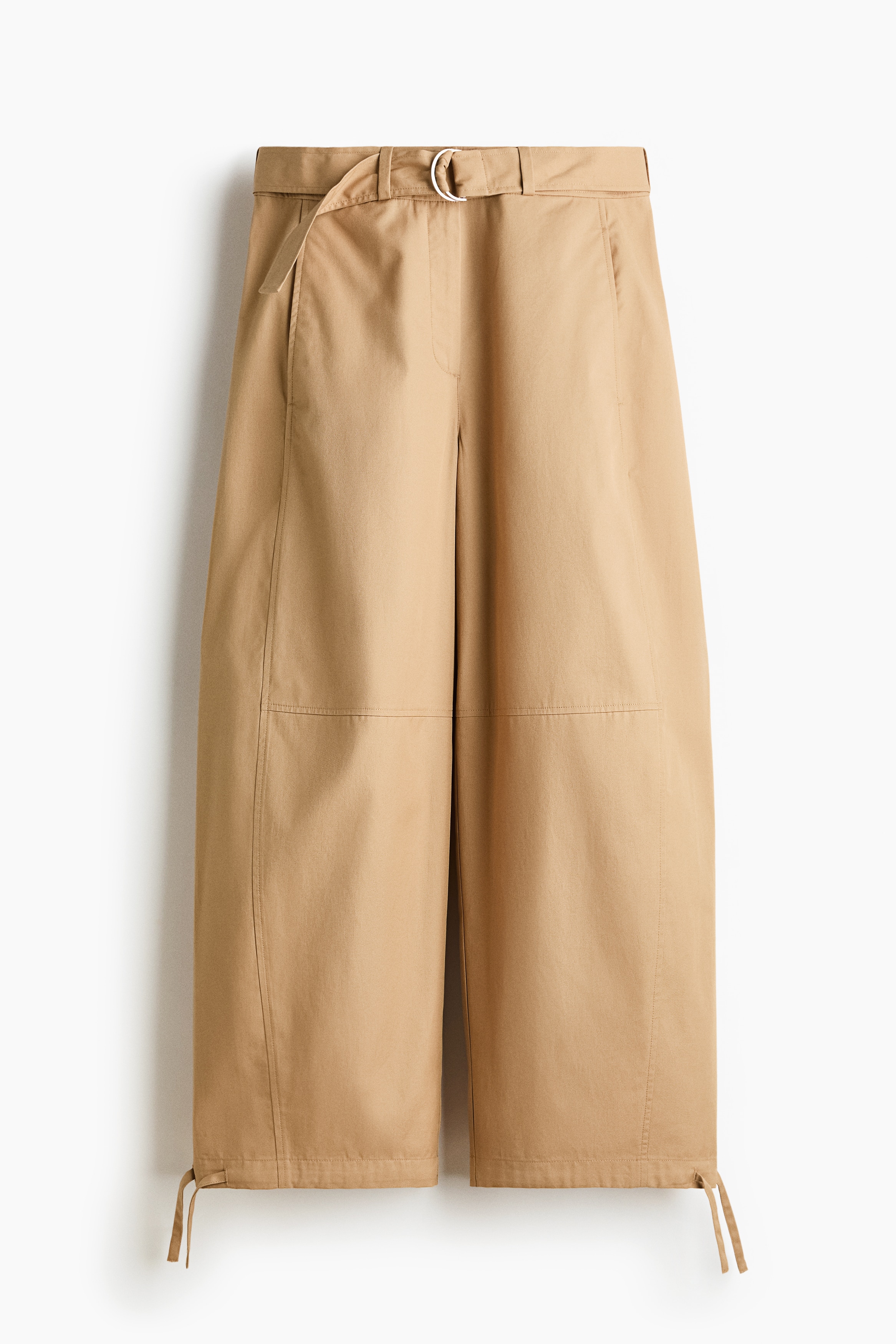 Belted cotton trousers - Beige