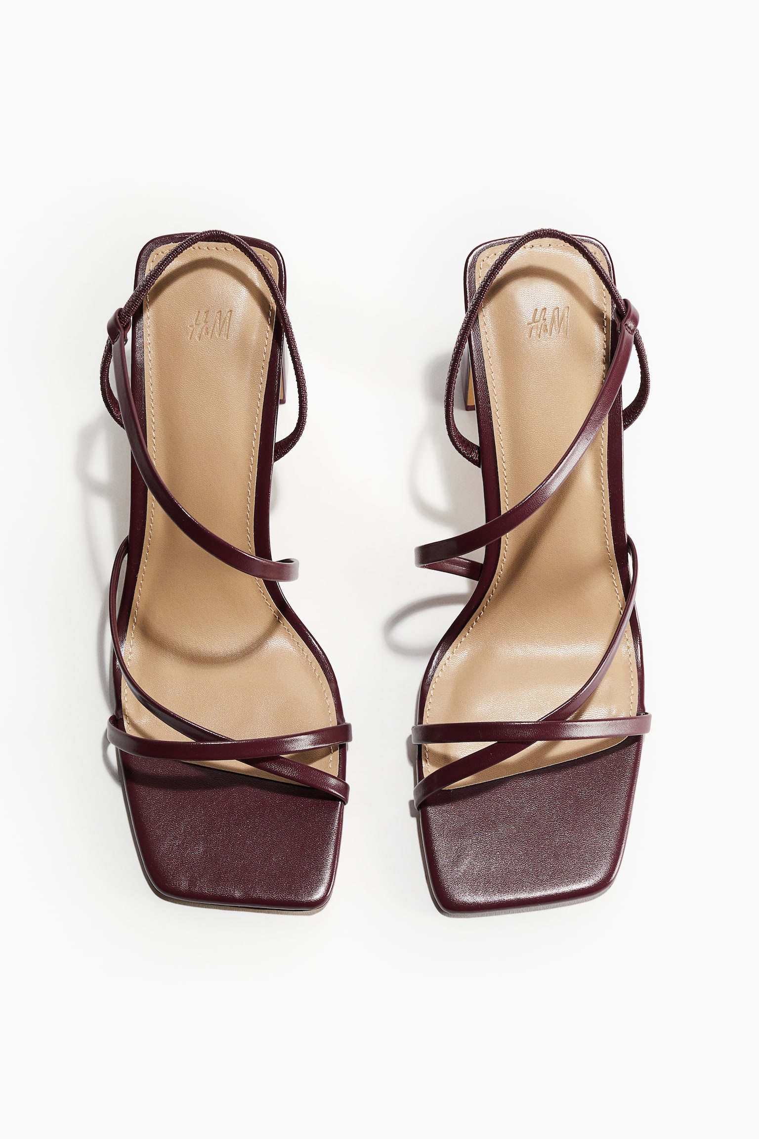 Block-heeled sandals - Burgundy/Beige - 3