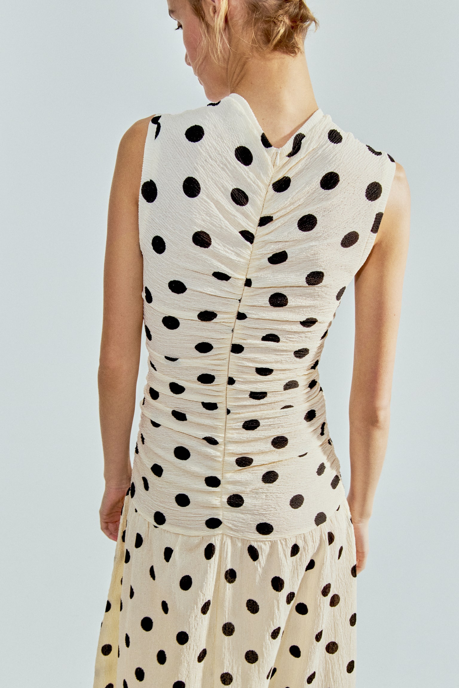 Robe en jersey à effet drapé - Crème/pois/Violet ancien clair/Vert - 4