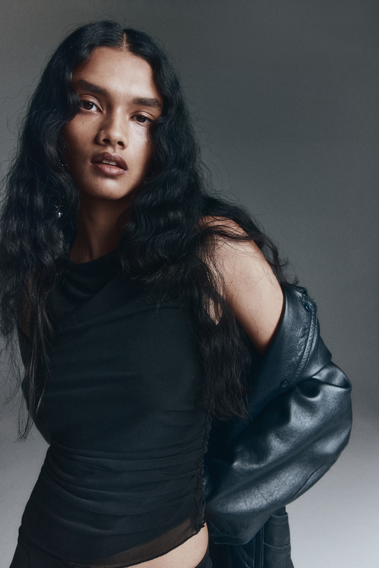 Draped Mesh Sleeveless Top - image 4