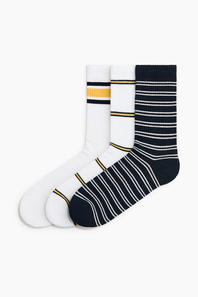 Calze 3 paia - Bianco/righe/Blu navy/righe - 1