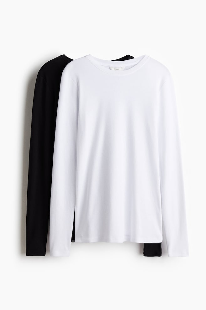 MAMA 2-pack cotton jersey tops - White/Black - 1