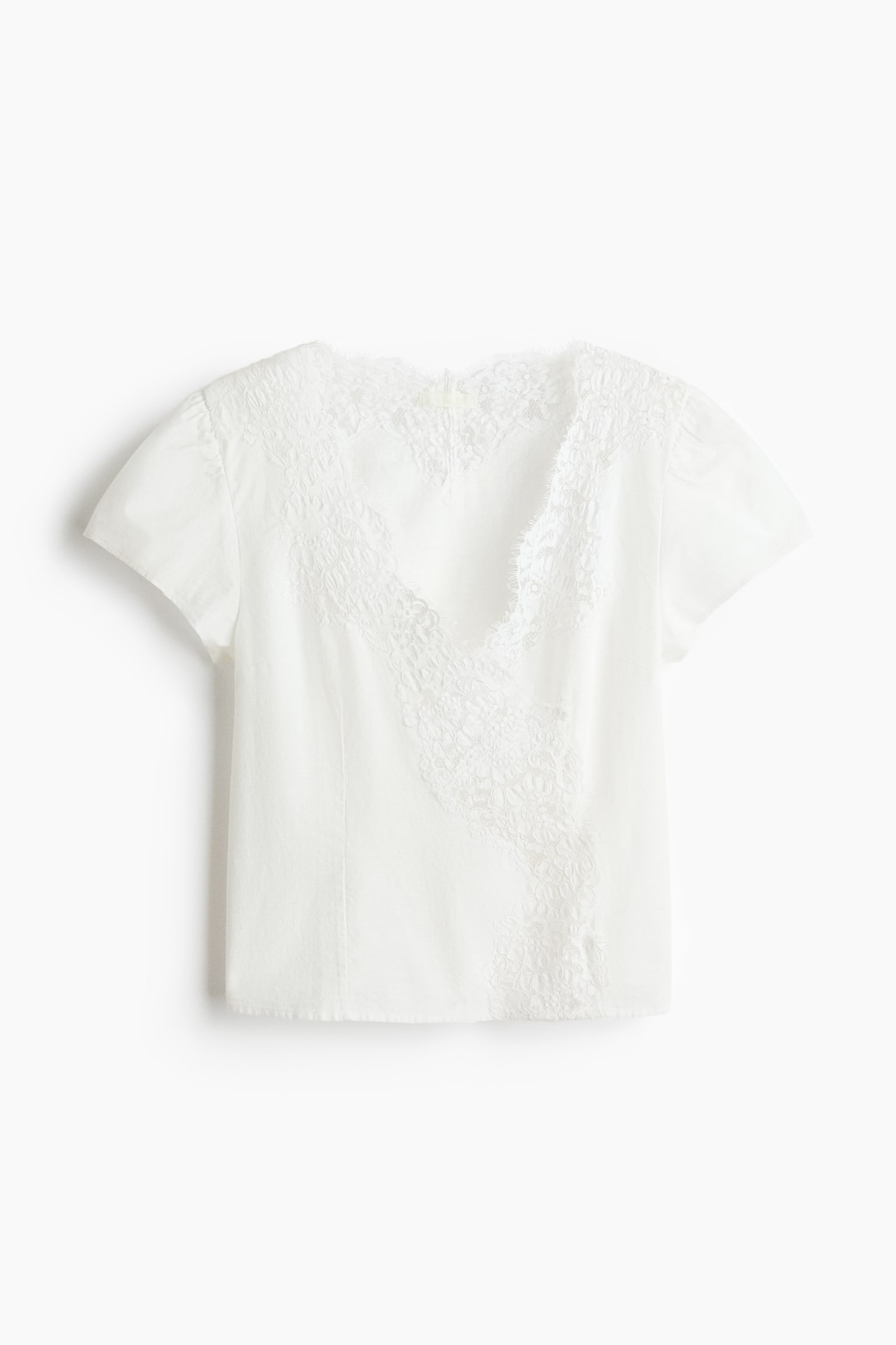 Lace-trimmed wrap top - White - 1