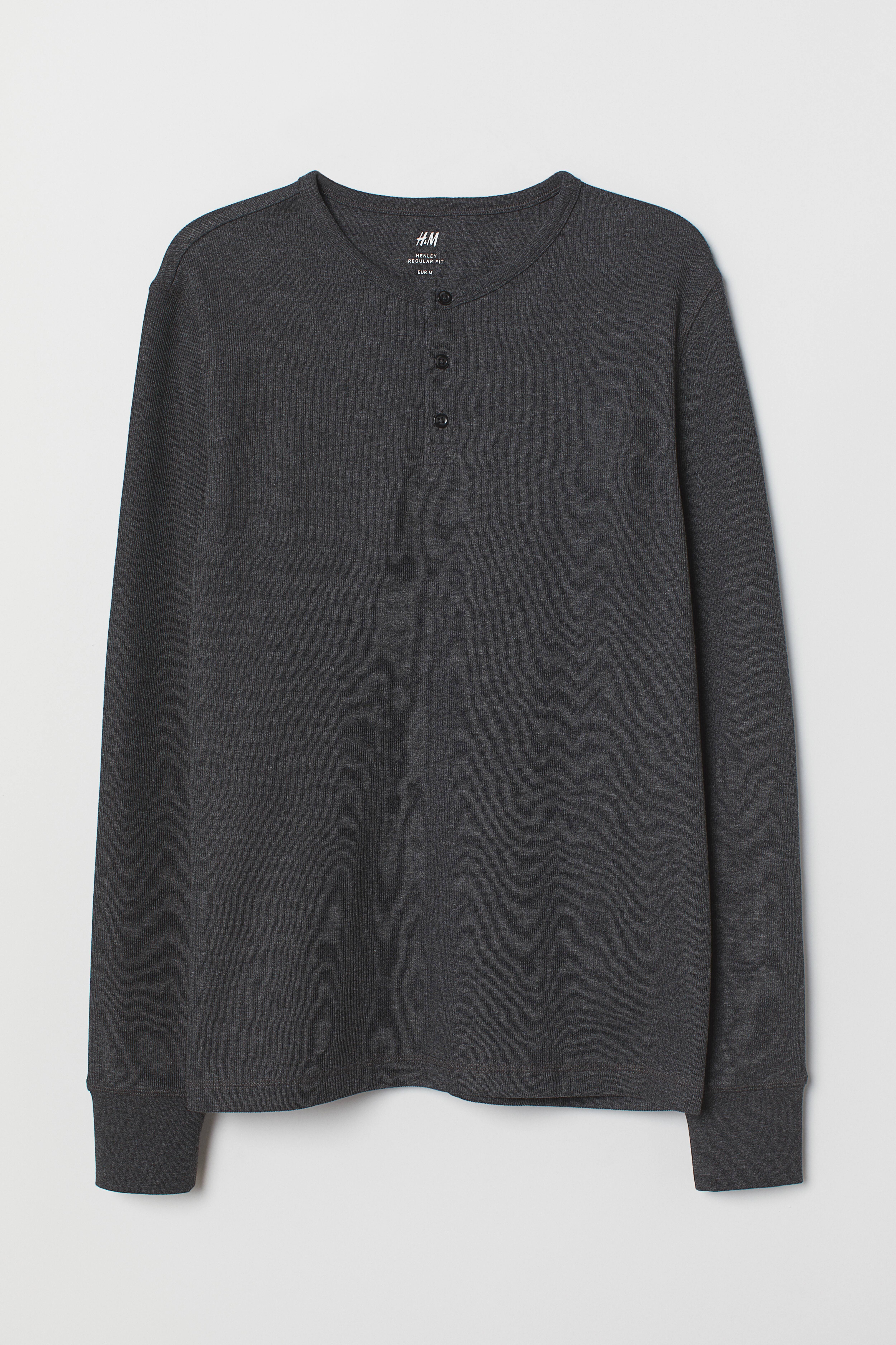 Henley Shirt Dark gray melange Men H M CA