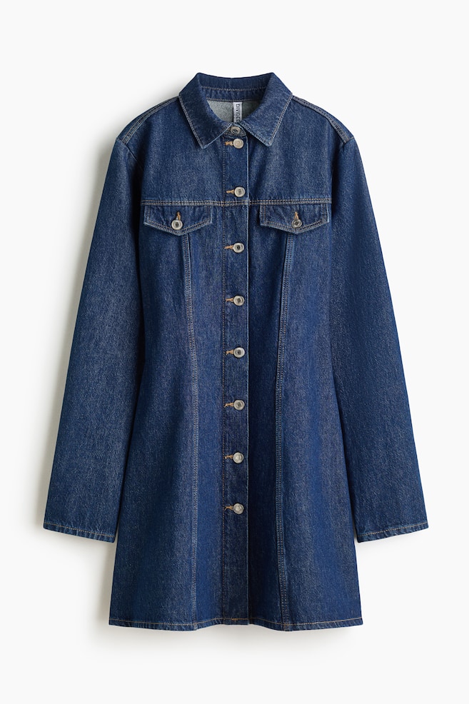 Ausgestelltes Jeanskleid - Dunkles Denimblau - 1