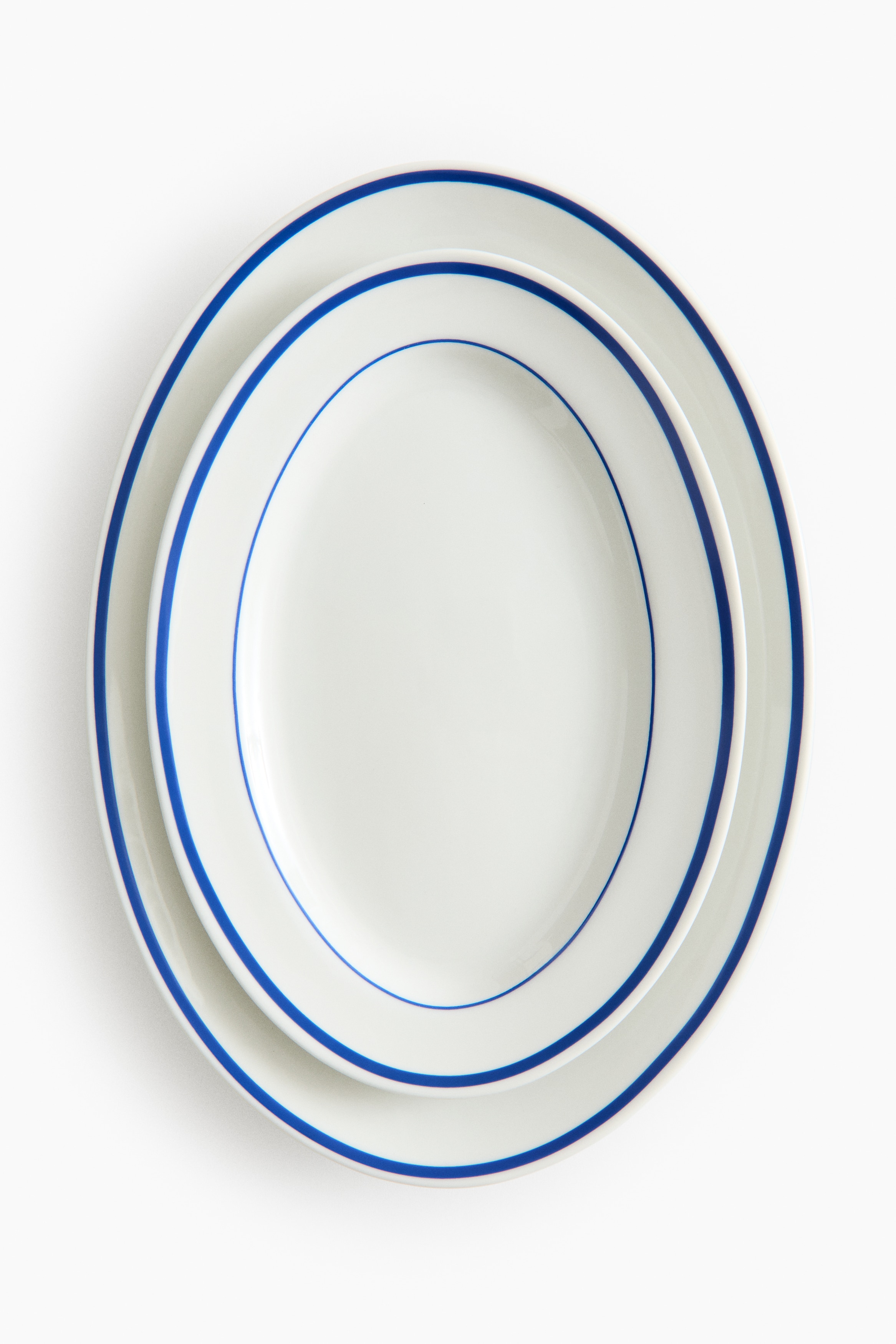 Lot de 2 assiettes de service en porcelaine - Blanc/bleu/Blanc/noir/Blanc/rouge