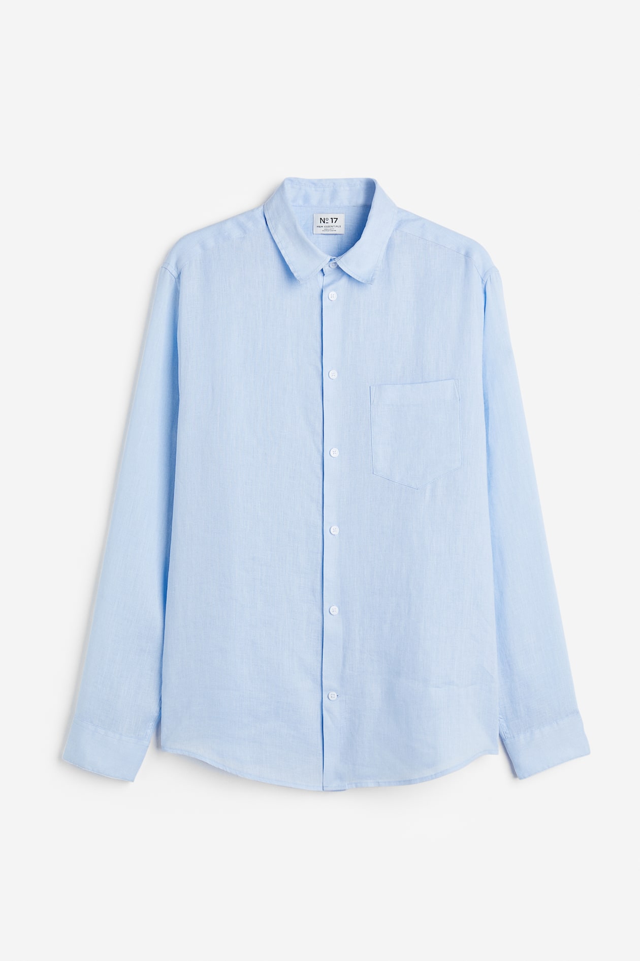 Regular Fit Linen shirt - Long sleeve - Regular length - Light blue ...