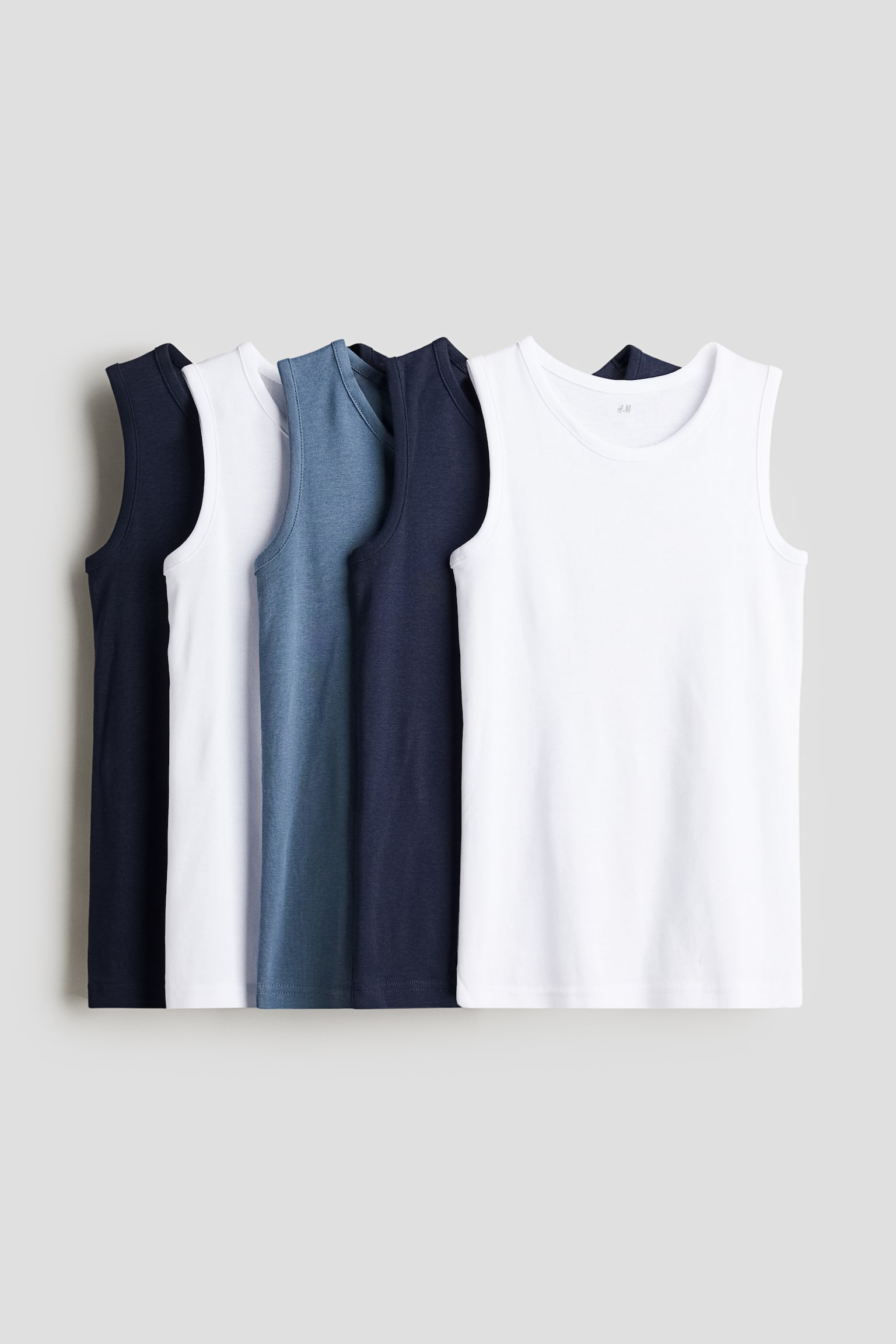 5-pack Cotton Singlets - Navy blue/White/Light blue/Blue/Grey/Dark blue/White/Black/White/Turquoise/Beige/Dark grey/Light grey marle - 1