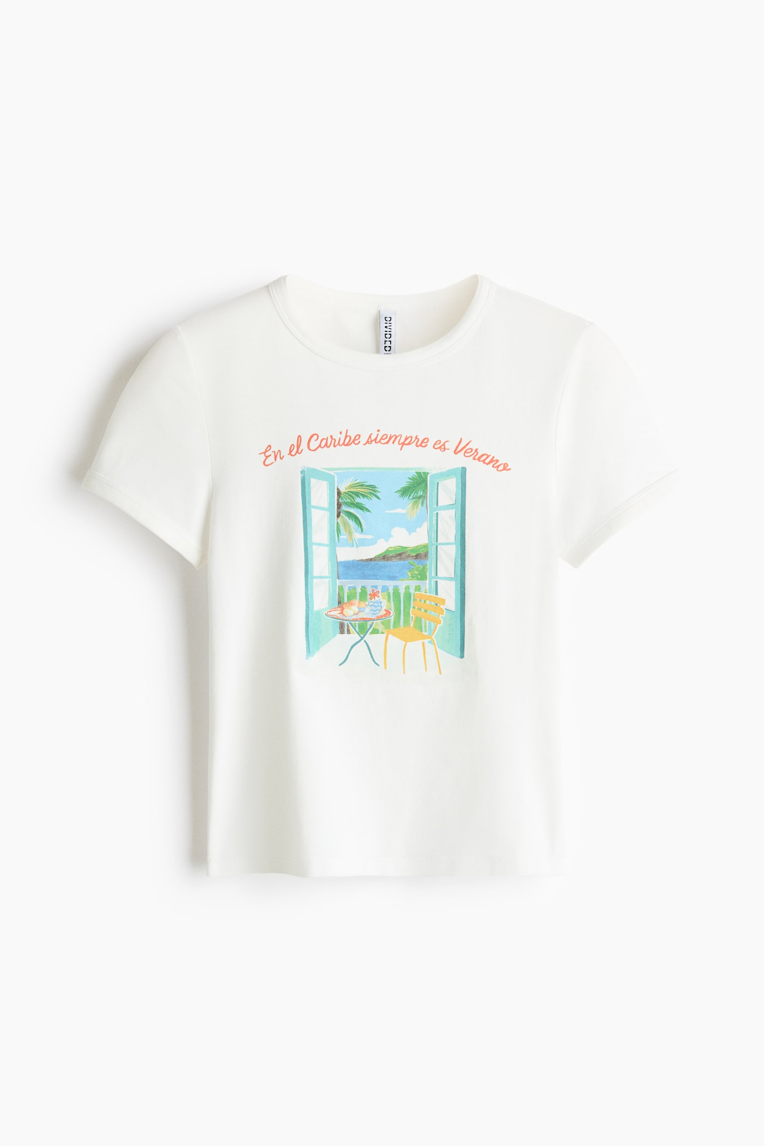 Fitted Cotton T-Shirt - White/Caribe/White/Golden Hour/Light beige/Douceur de Vivre/Cream/HL/Dark gray/Pâtisserie - 1