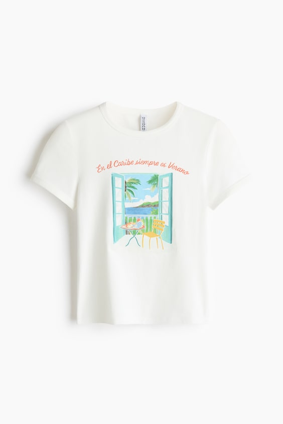 Женские футболки H&M Fitted Cotton T-Shirt