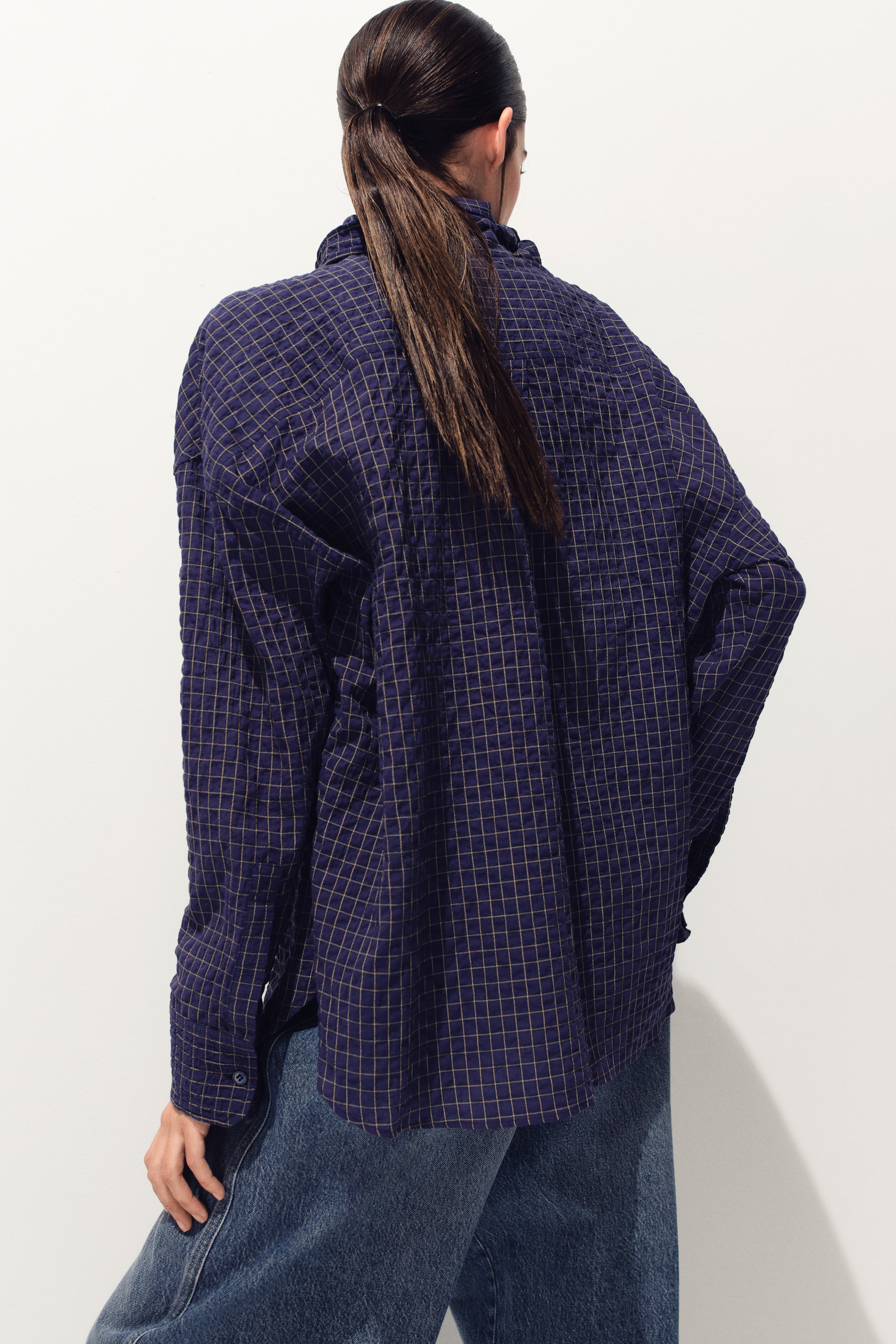 Seersucker Shirt with Scarf
