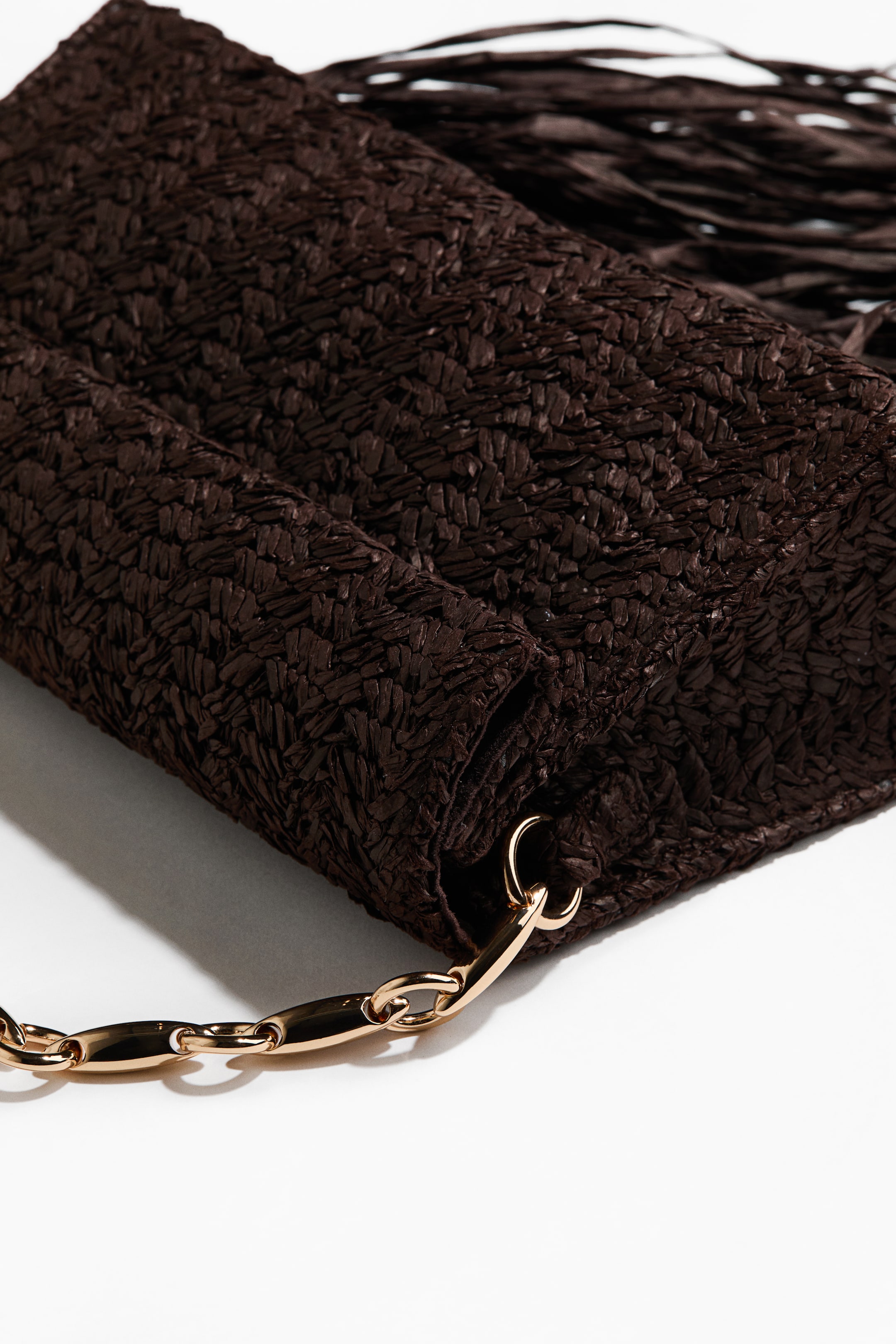 Straw Clutch Bag with Fringe