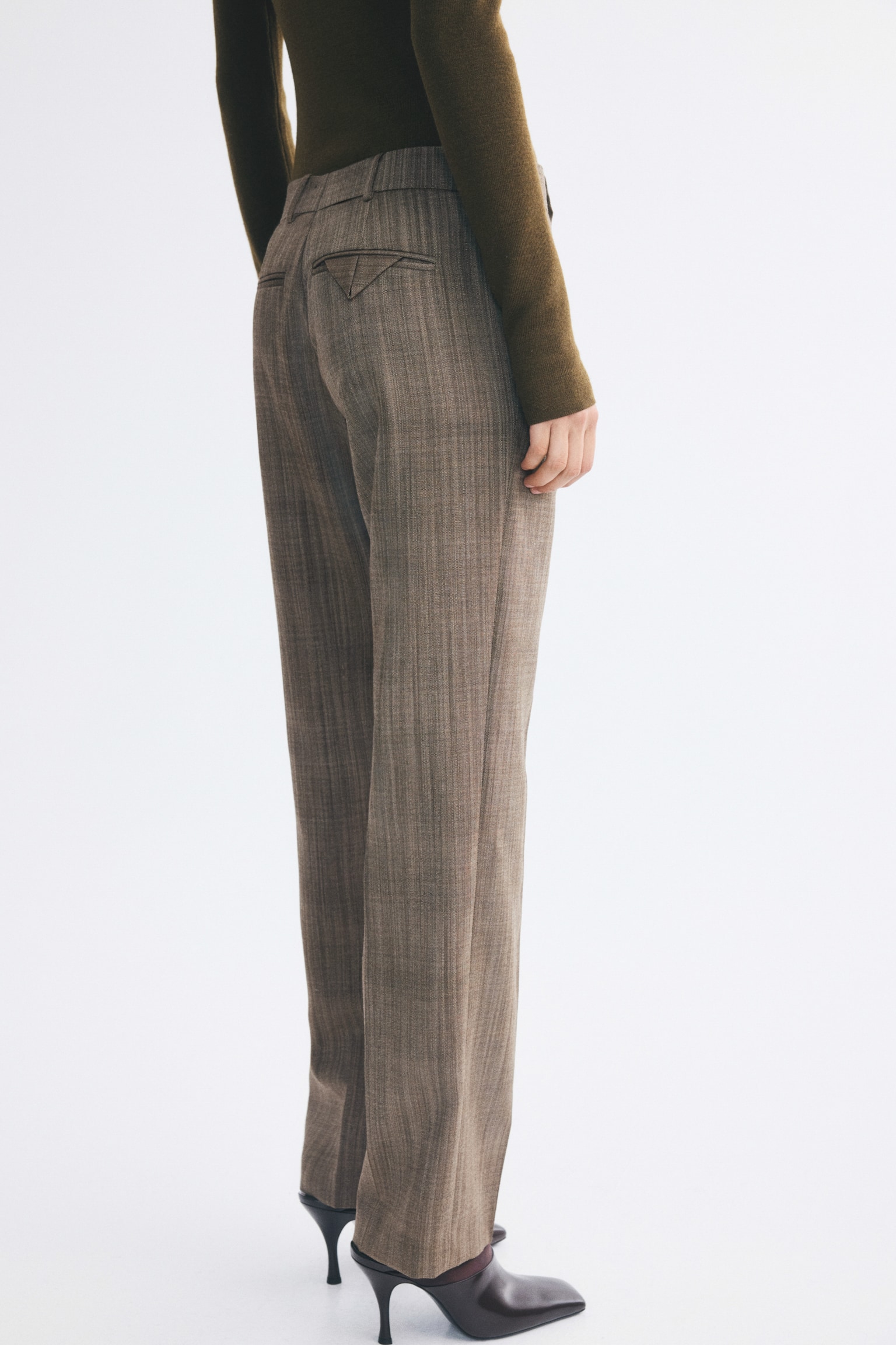 Женские брюки H&M Tailored wool, цвет: Тёмный серо-коричневый — фото 5