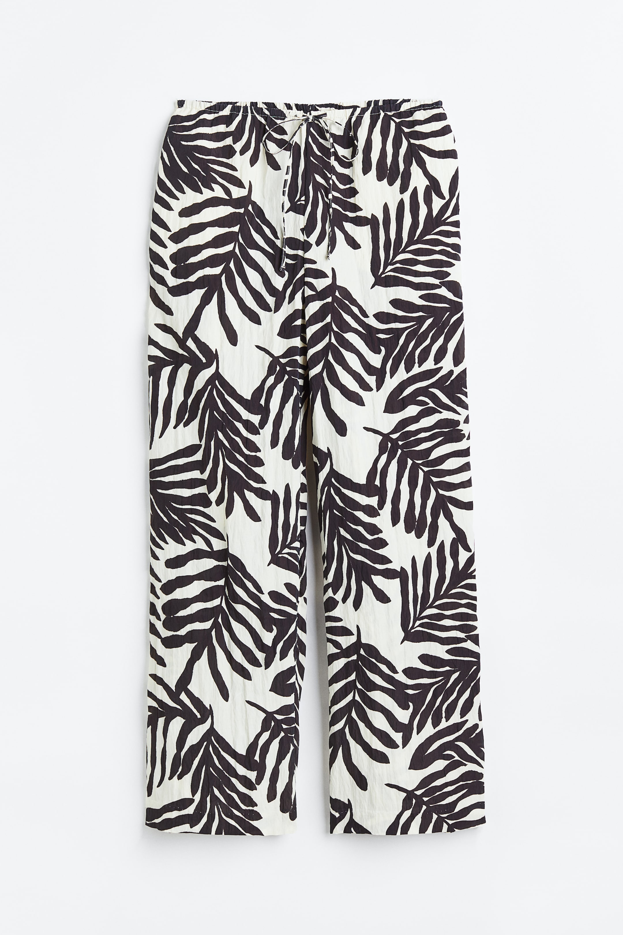 View larger image: Wide pull-on trousers - White/Leaves - Ladies | H&M IN 1