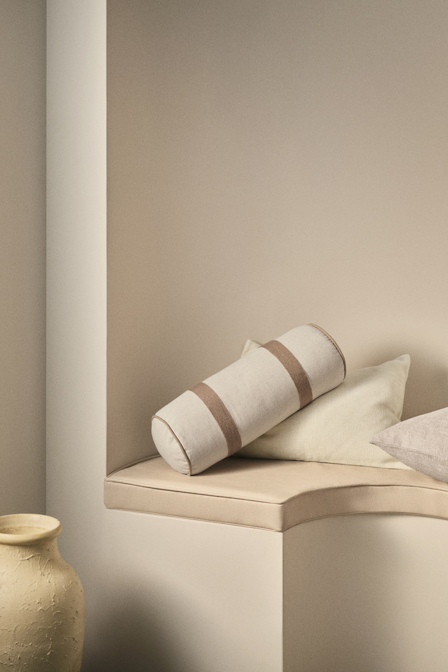 Linen-Blend Bolster - Light beige/beige - 1