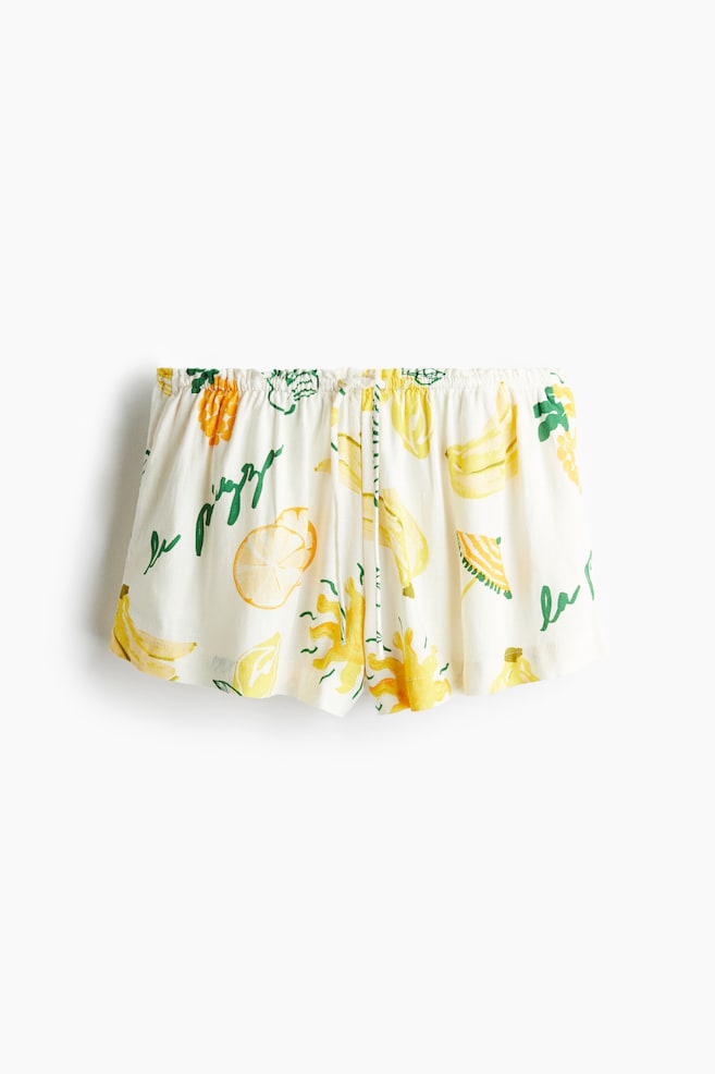 Linen-blend drawstring shorts - White/Patterned - 1