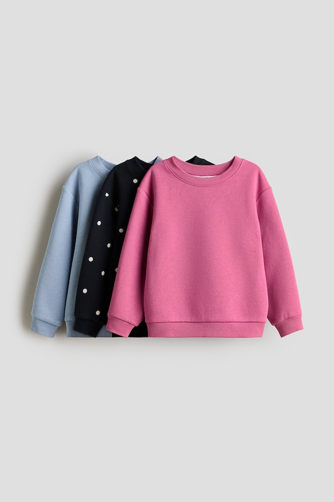 3er-Pack Sweatshirts mit angerauter Innenseite - Rosa/Gepunktet/Helllila/Altrosé/Hellrosa/Apricot/Rosa/Leopardenmuster - 1