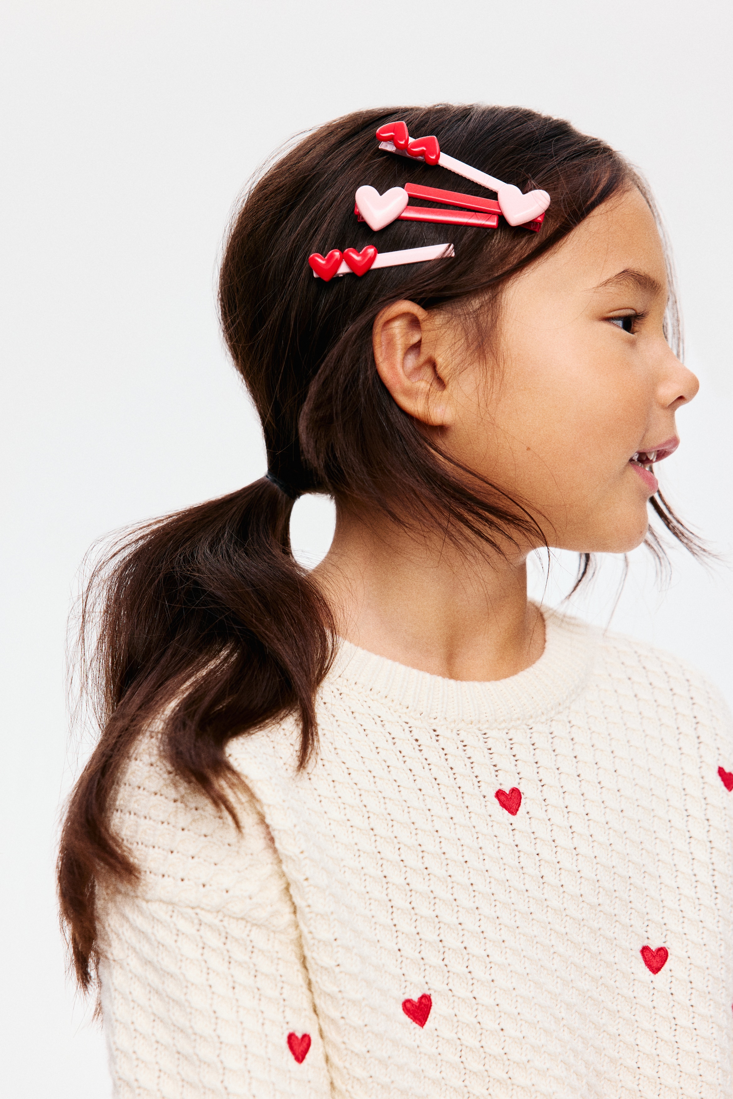 4-pack hair clips - Lys rosa/Hjerter