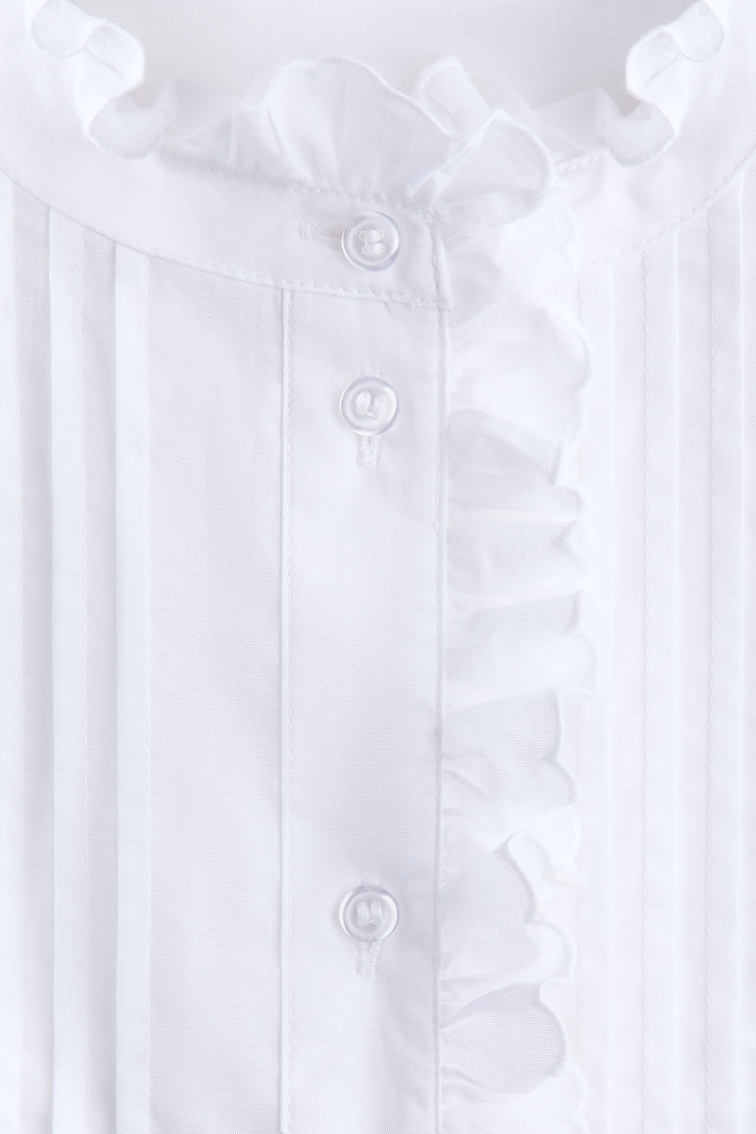 Pintucked cotton blouse - White - 3