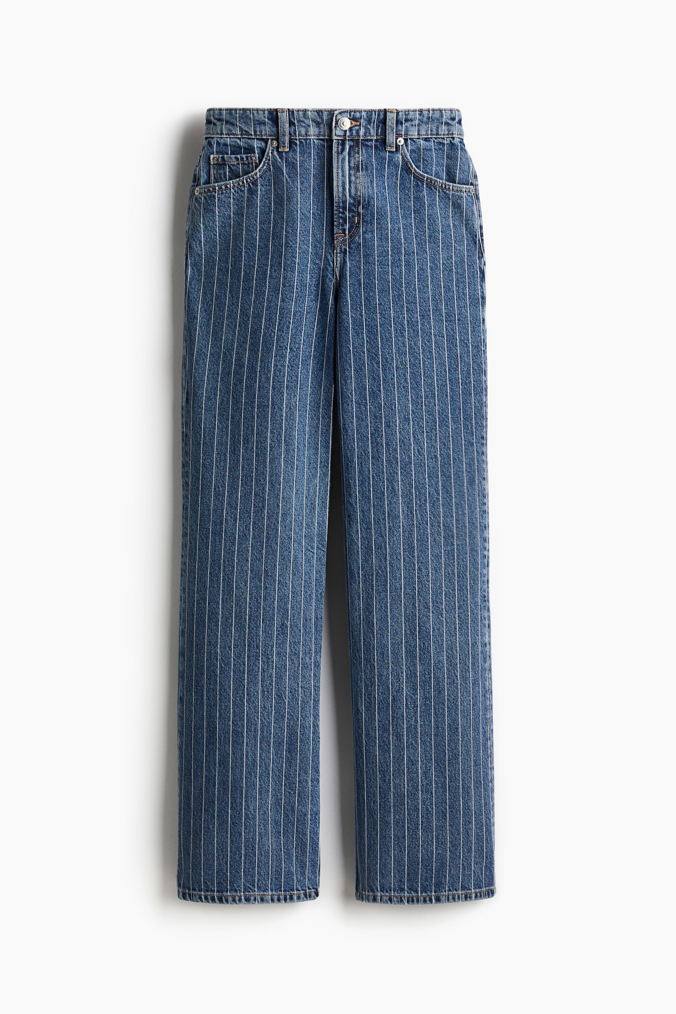 Wide High Jeans - Dark denim blue/Pinstriped - Ladies | H&M 5