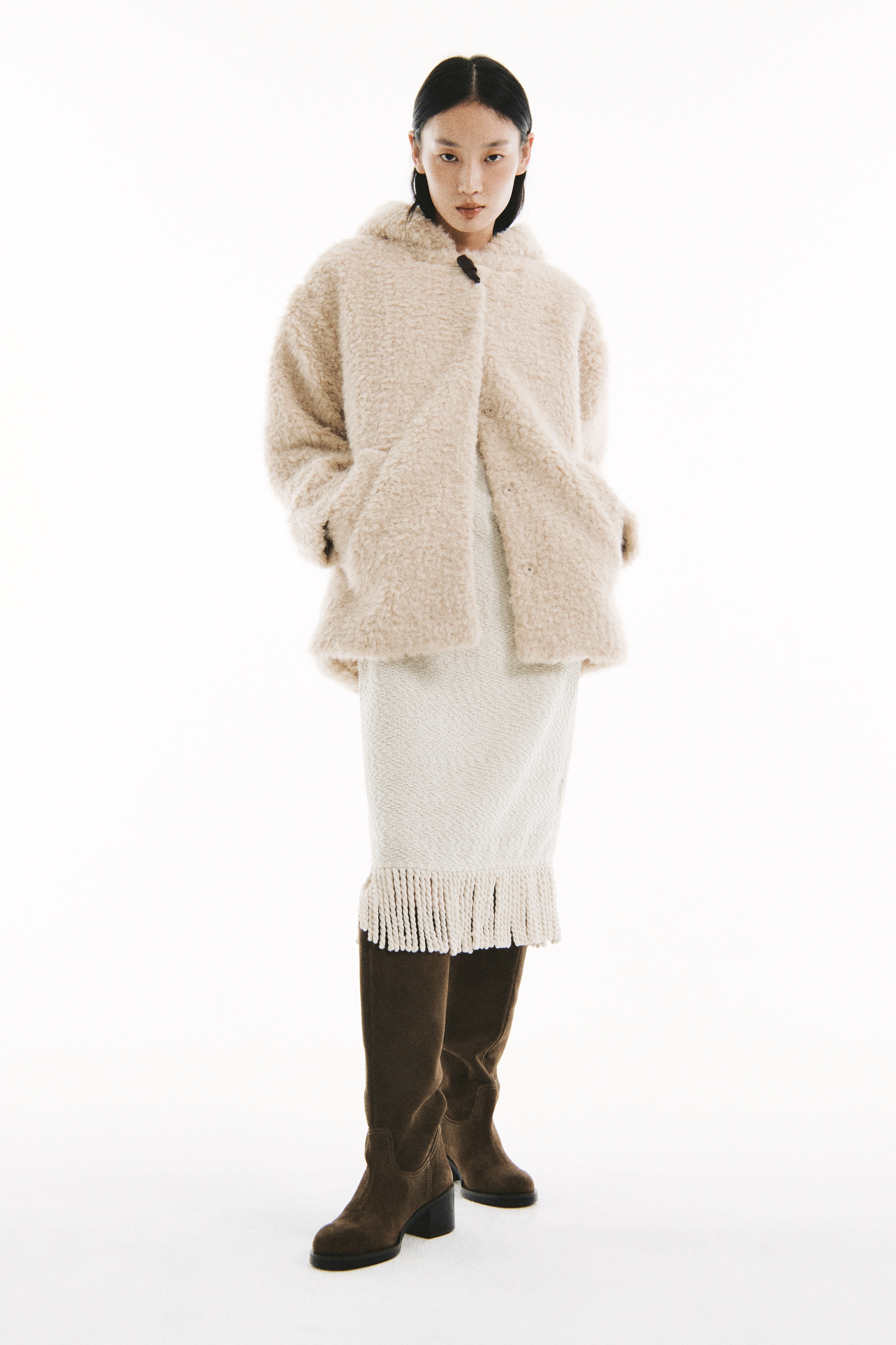 H & M - Hooded coat - ベージュ