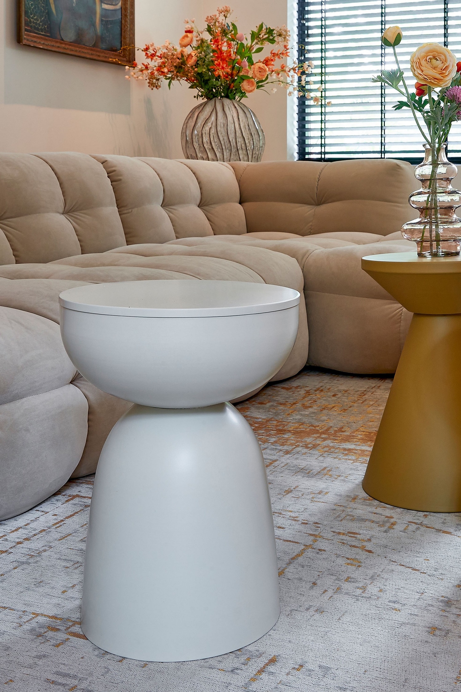 Metal Side Table - Off-white/Black/Orange/Beige/Ochre