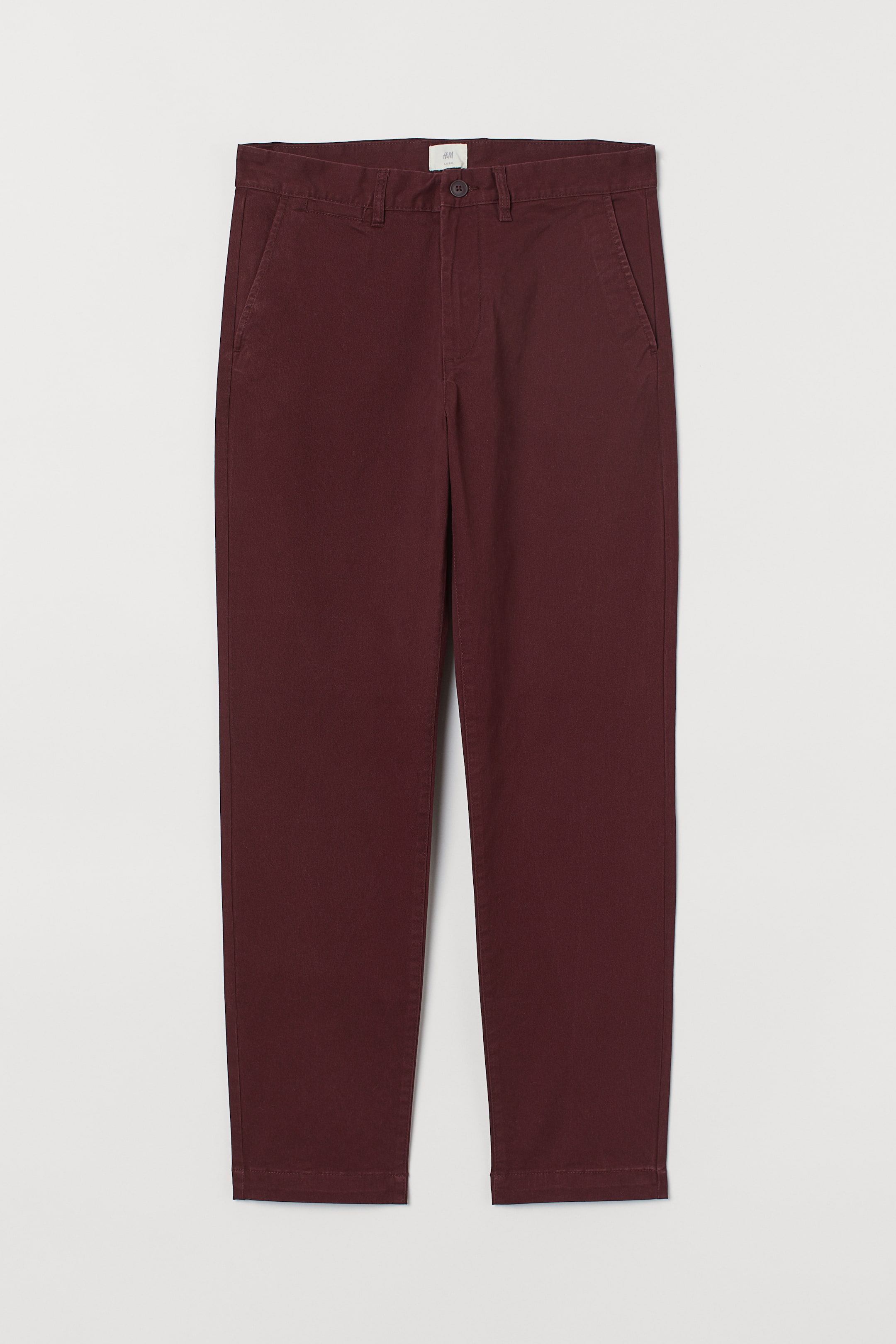 Slim Fit Chinos - Regular waist - Long - Burgundy - Men | H&M US