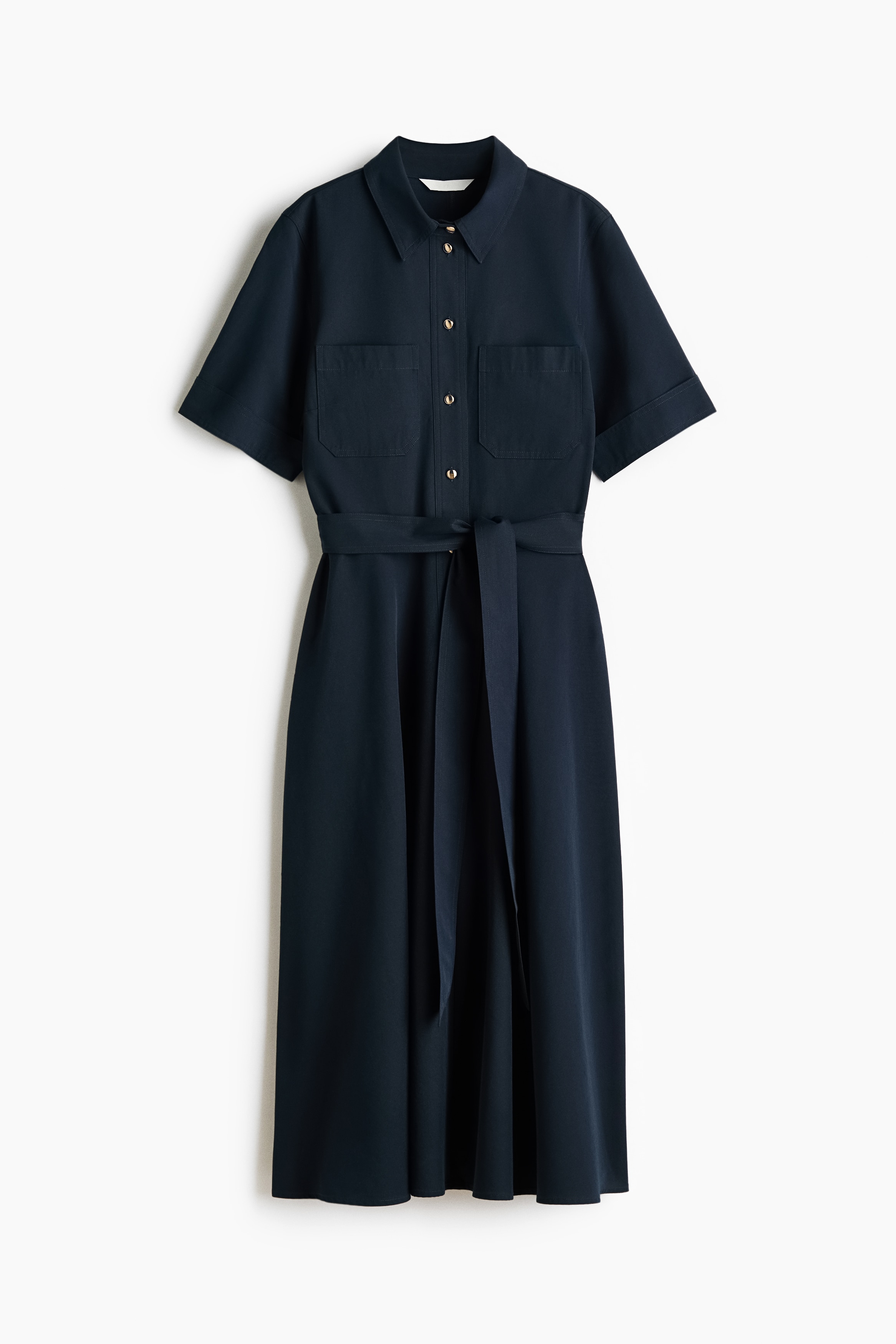 Short-sleeved shirt dress - Navy blue
