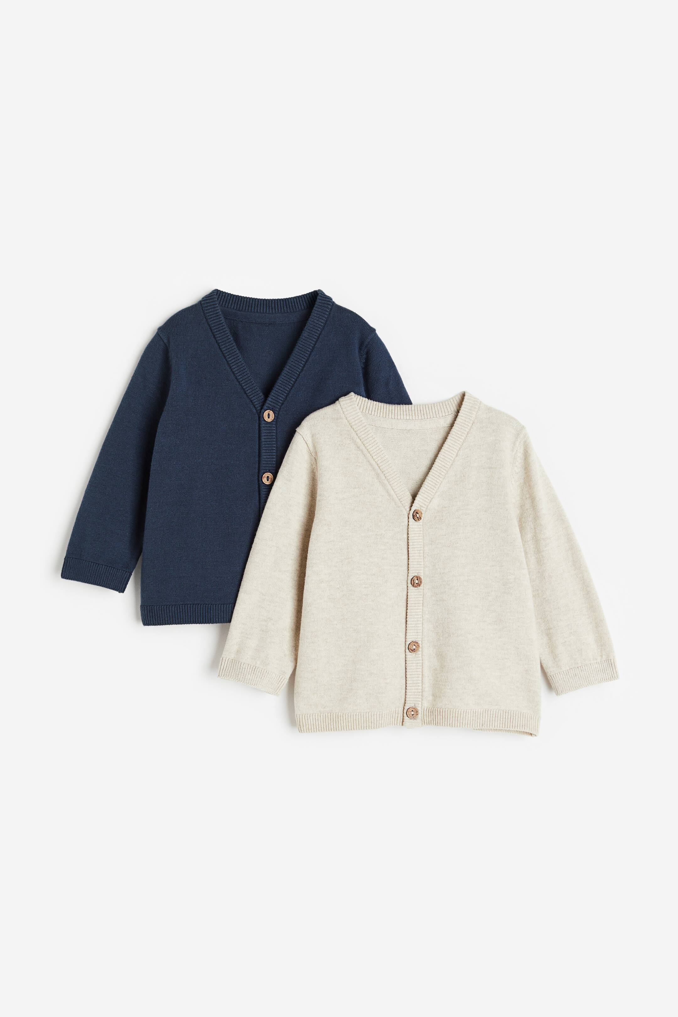 View larger image: 2-pack fine-knit cardigans - Navy blue/Light beige - Kids | H&M 1