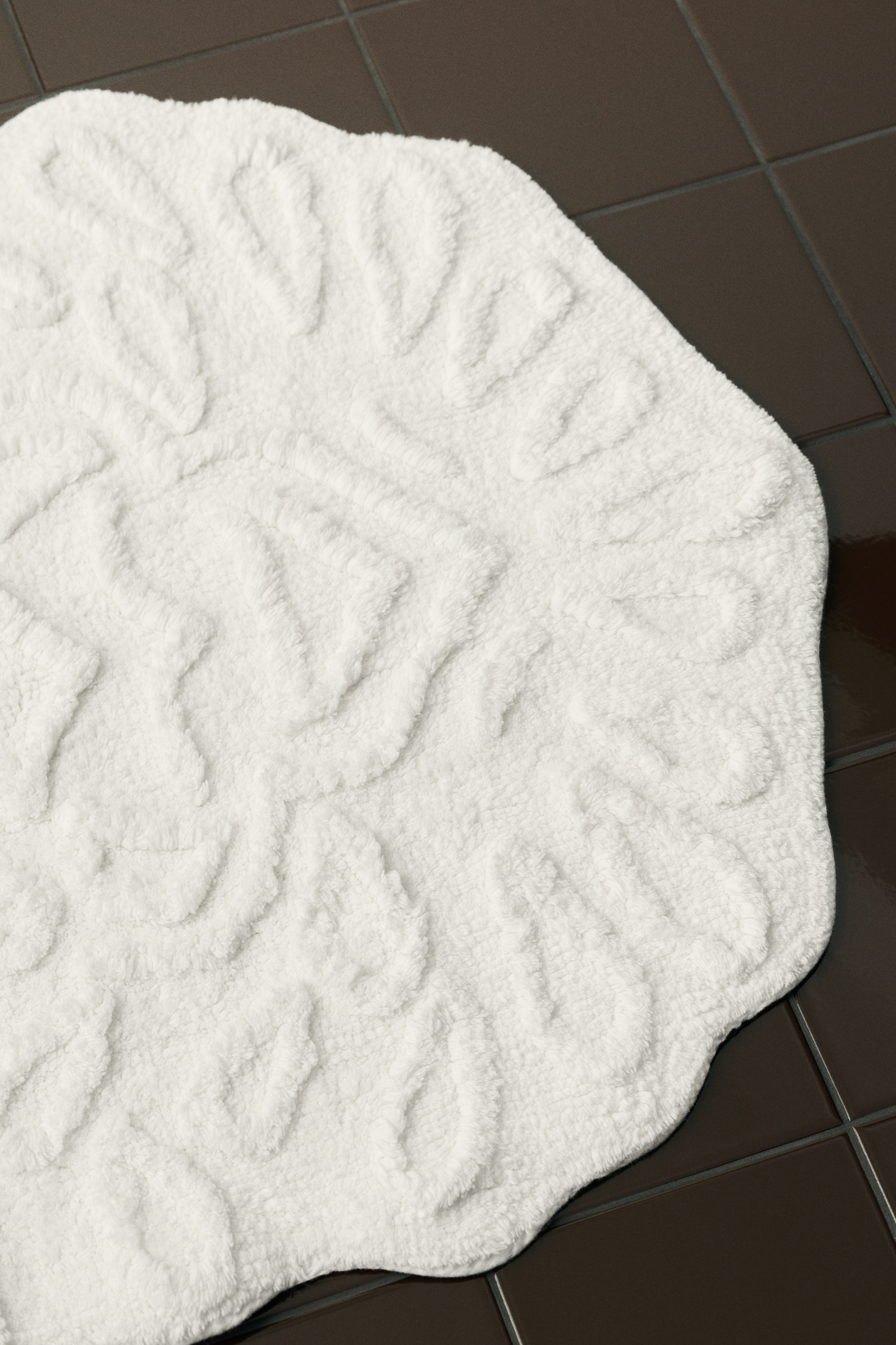 Tapis de bain en coton tufté - Blanc/Beige