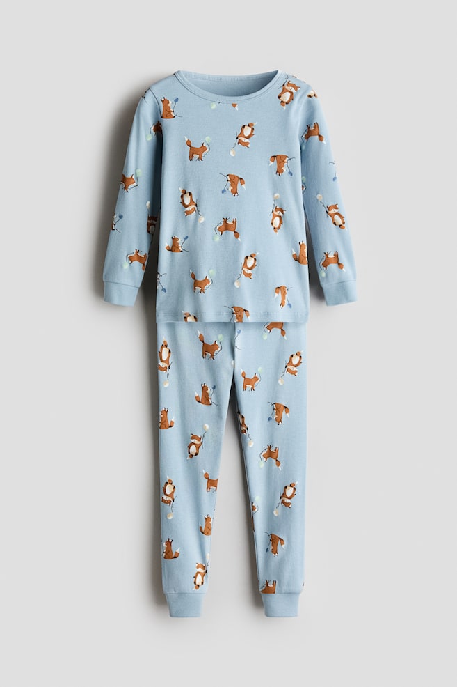 Snug-Fit Printed Pajamas - Light blue/foxes/Light green/vehicles - 1