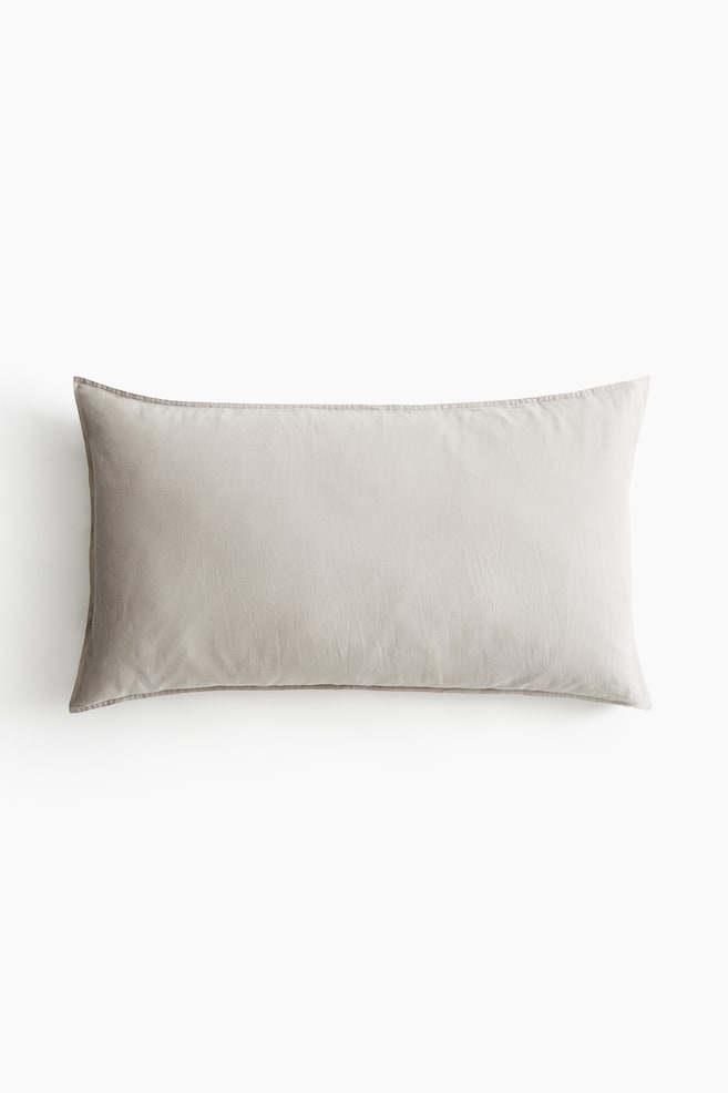 Washed Linen-blend Pillowcase - Taupe - 1