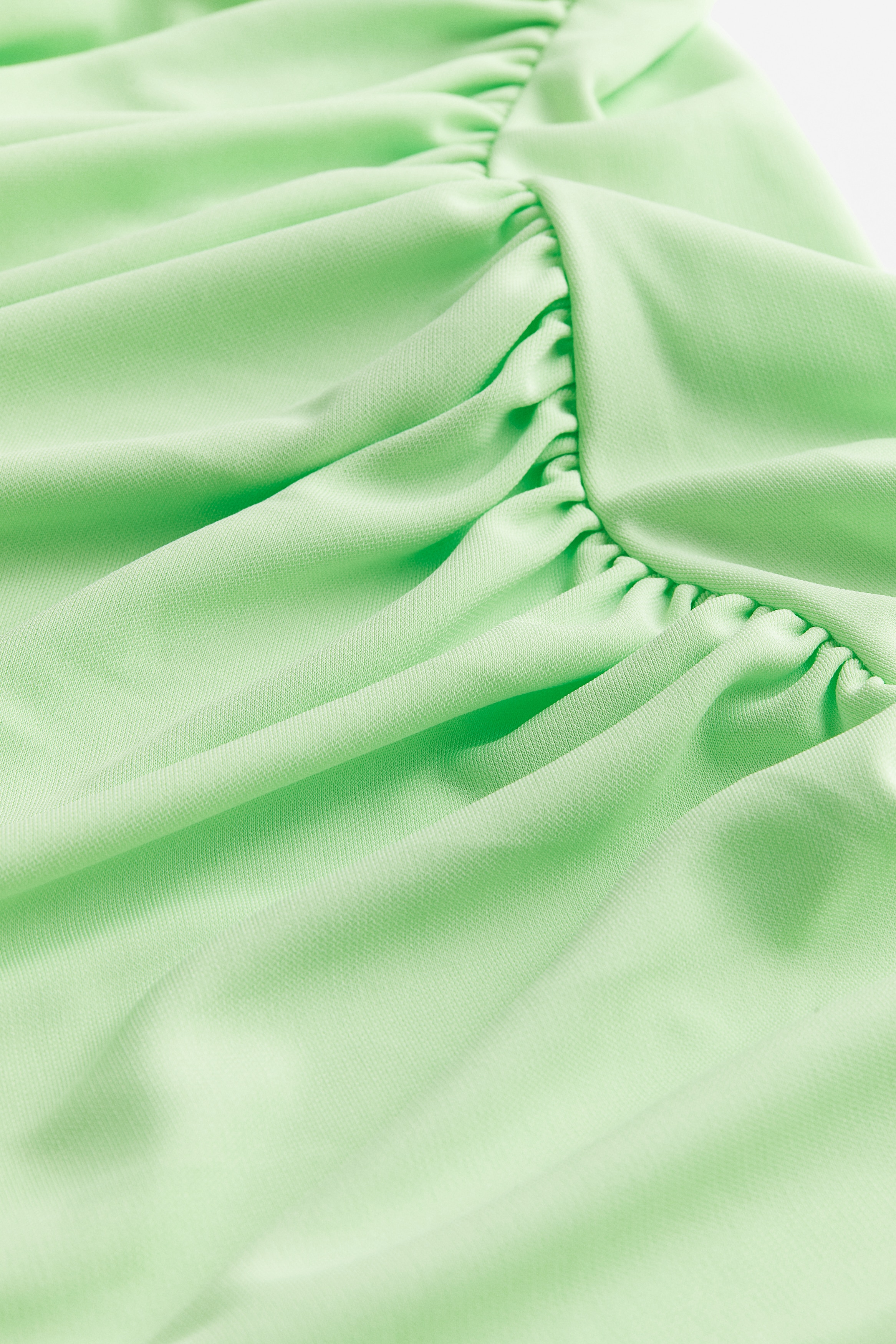 Women's Lime green Gathered One-shoulder Dress | H&M US Women's Lime green Gathered One-shoulder Dress | H&M US