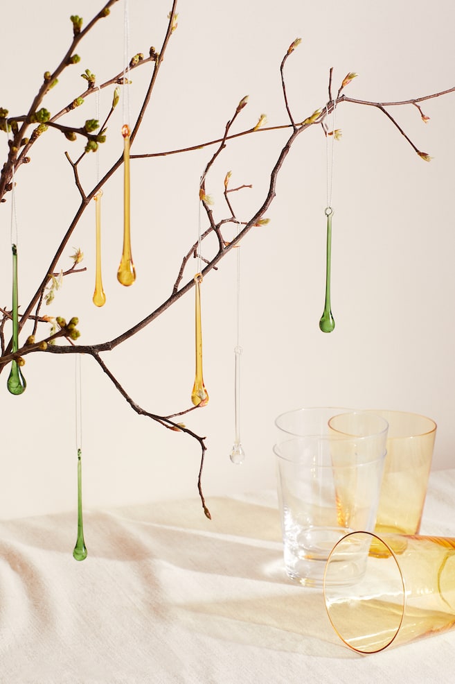 Lot de 6 décorations de Pâques en verre - Vert/jaune/transparent/Rose/jaune/transparent - 2