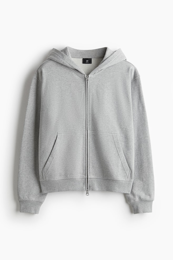 Kastige Hoodiejacke in Loose Fit - Graumeliert/Blau/Schwarz - 1