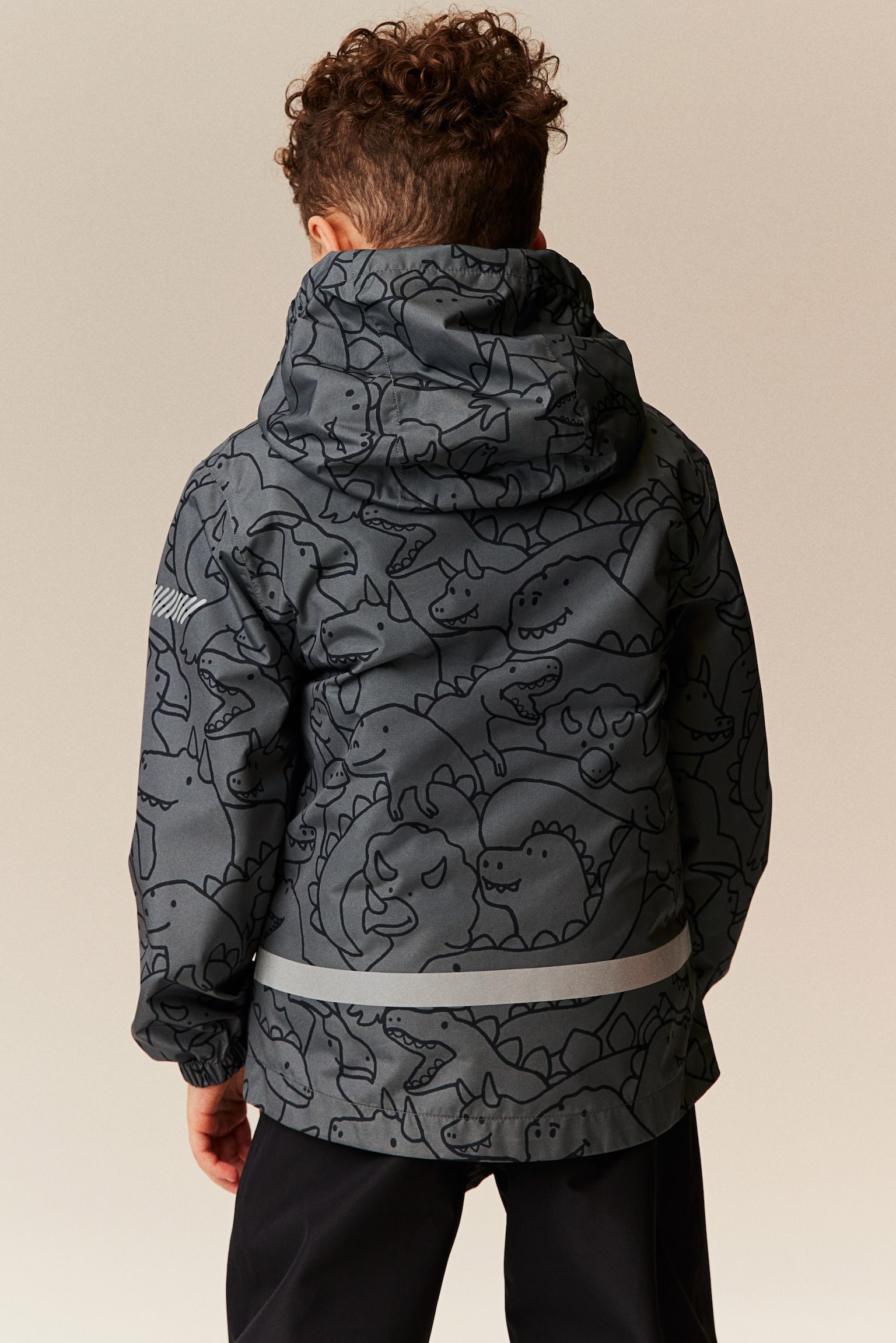 Rain Jacket - Dark grey/Dinosaurs/Dusty pink - 4