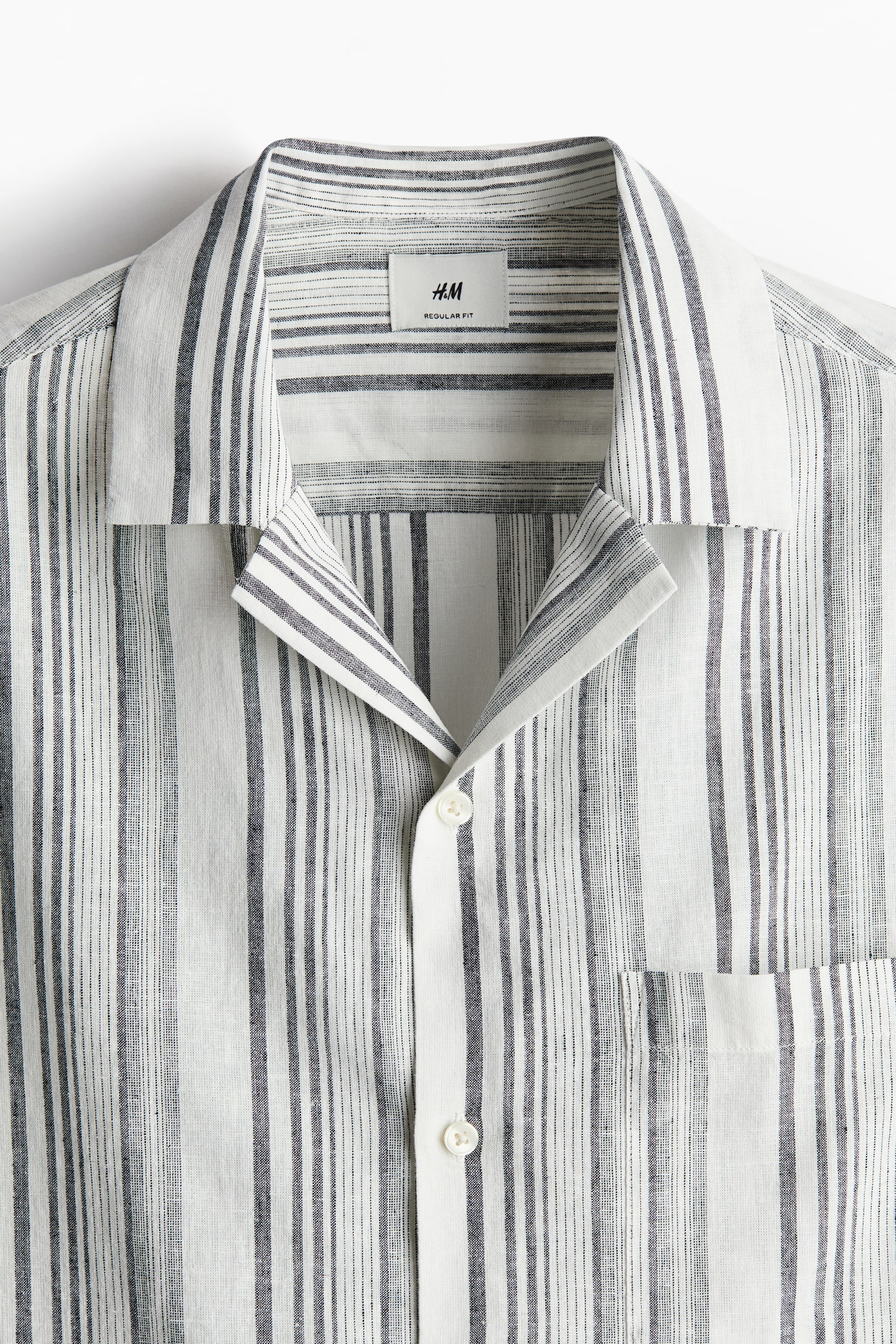 Regular Fit Linen-blend resort shirt - Grey/Striped/Green/Striped - 4