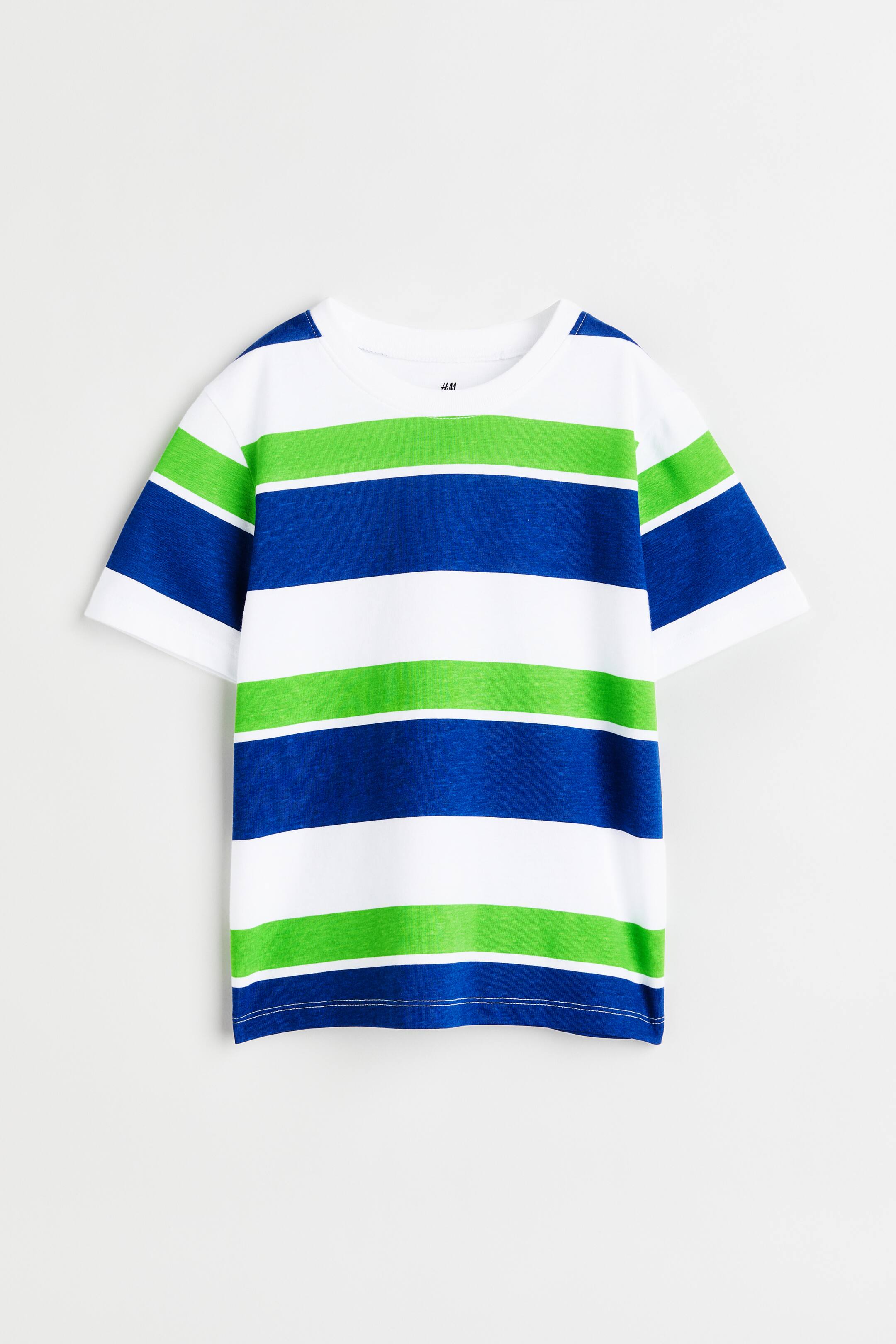 View larger image: Printed T-shirt - Blue/Green striped - Kids | H&M 1